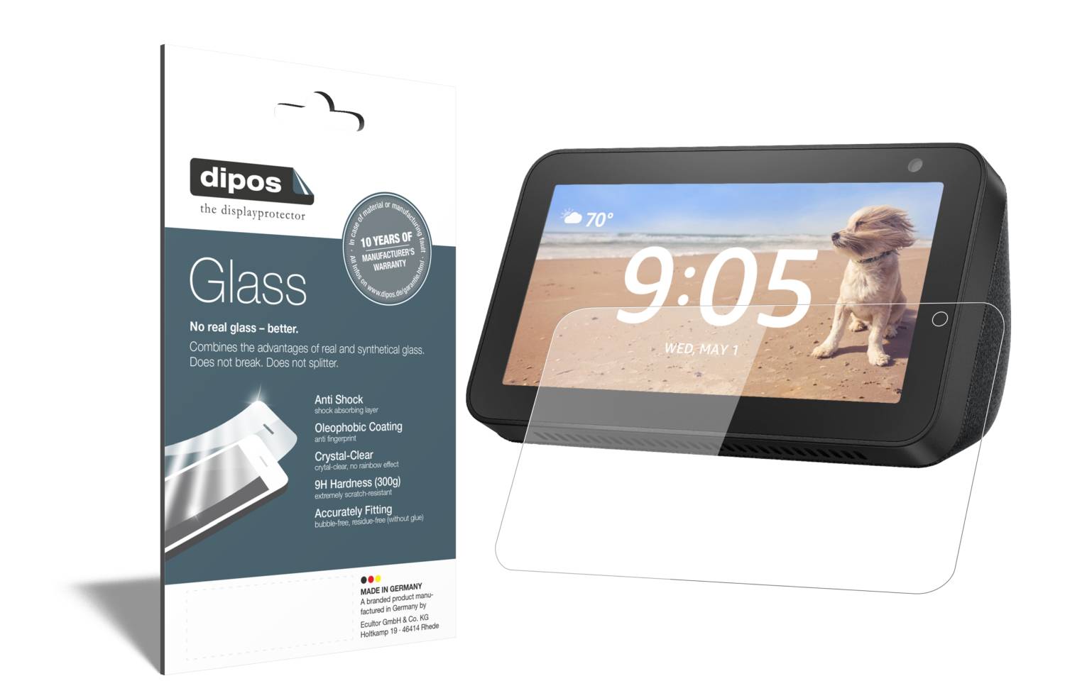 Dipos Pellicola Protettiva In Vetro Flessibile Per Echo Show 10 (3a Gen.) - Durezza 9H, Anti-urto, Made In Germany, 10 Anni Di Garanzia - 4