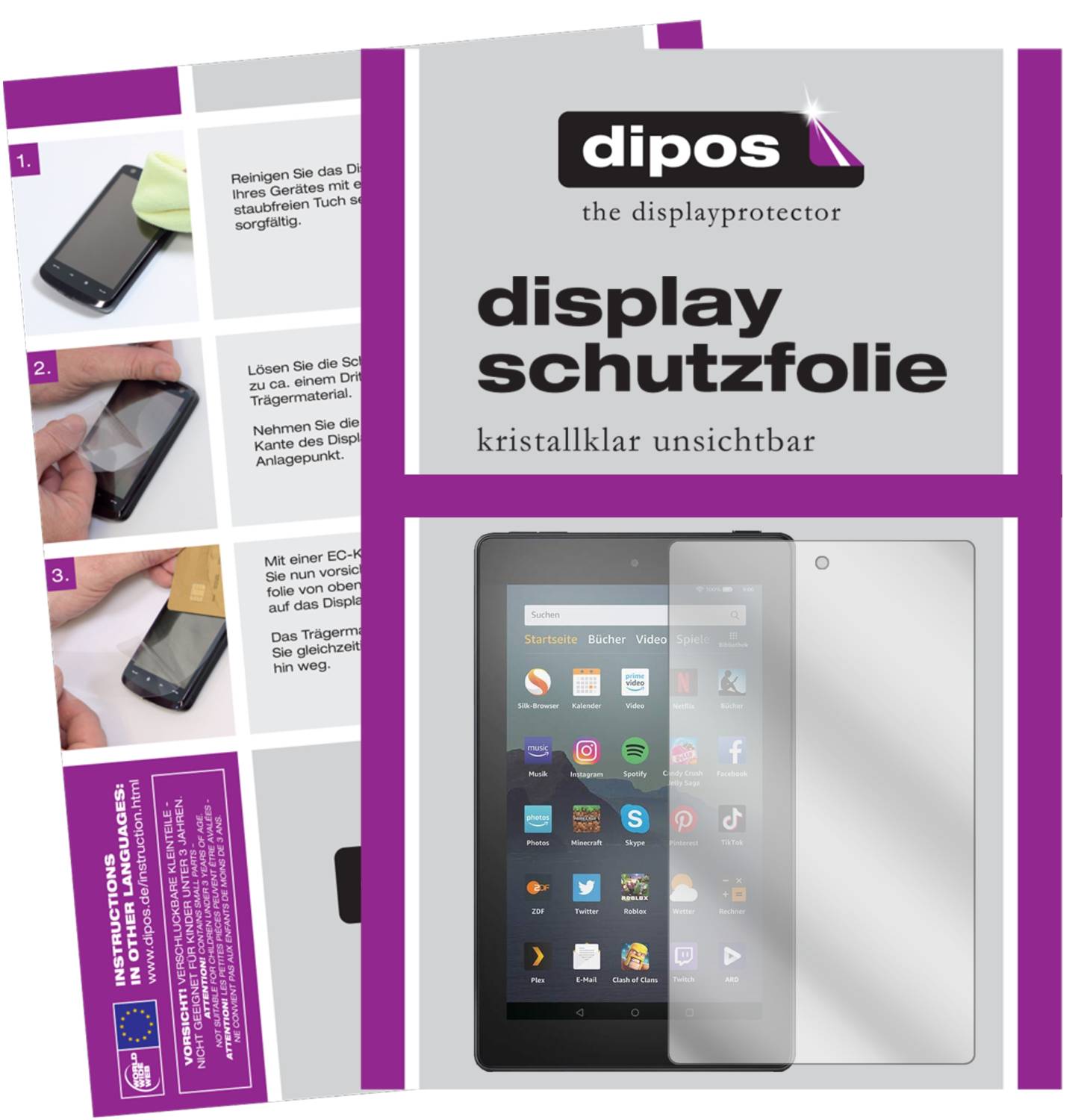 2x Pellicola per Amazon Fire 7 Tablet 9. Generation (2019) Protettiva Protezione