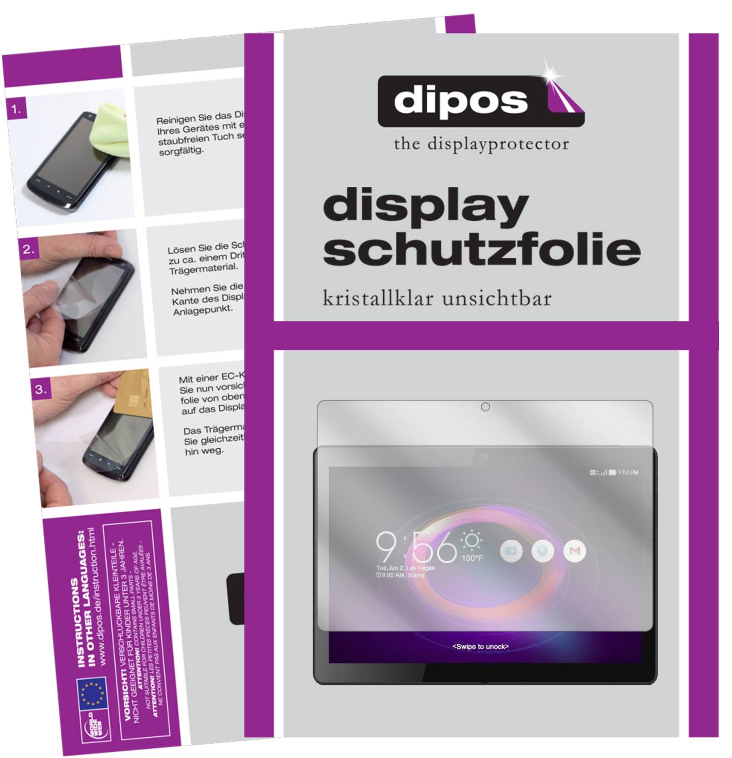 Schutzfolie für Beneve Tablet PC 10.1 Zoll Display Folie klar