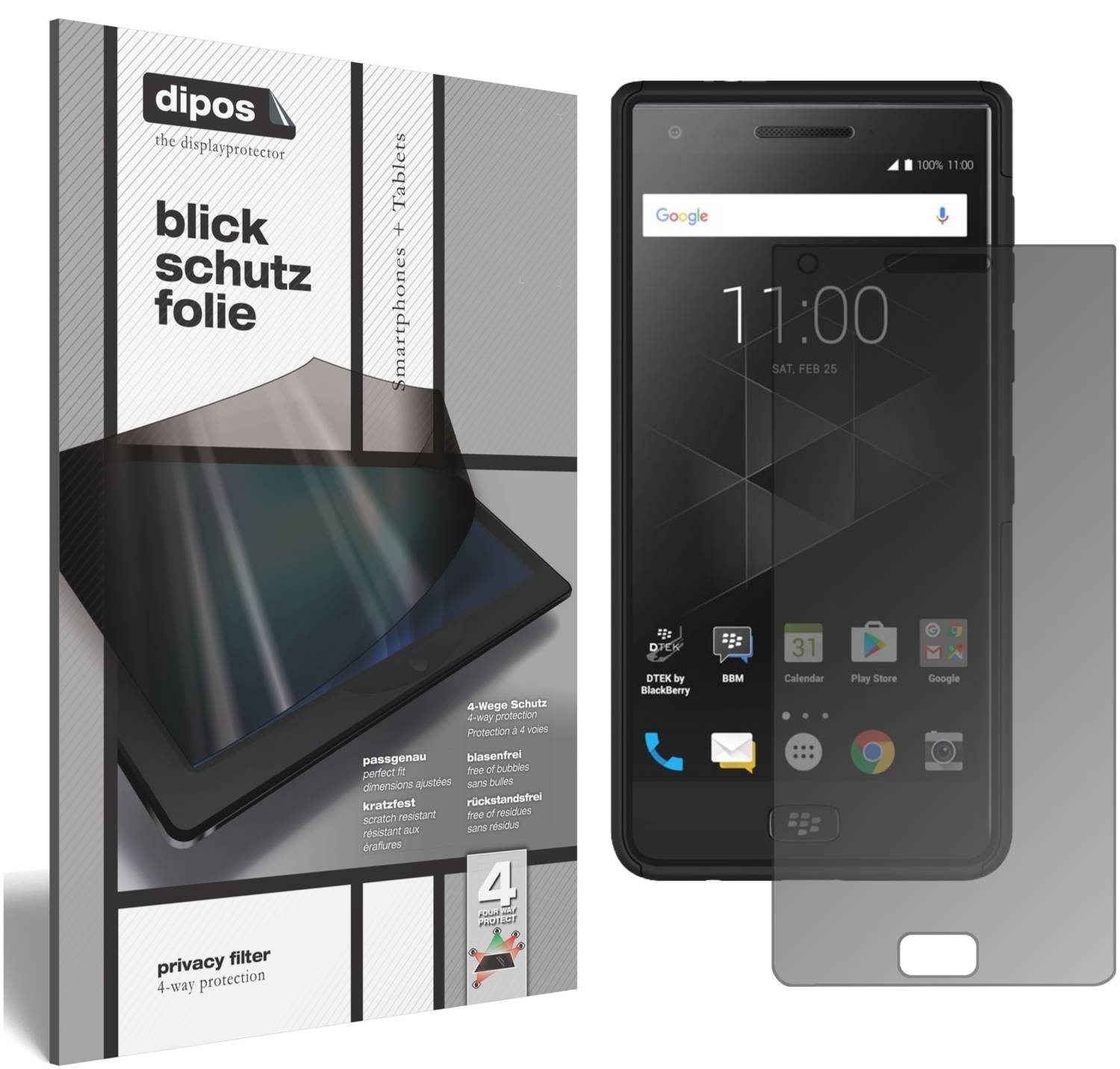 Dipos Pellicola Protettiva Privacy 4 Lati Per Blackberry Motion - Protezione Anti-Sguardi Made In Germany - 3