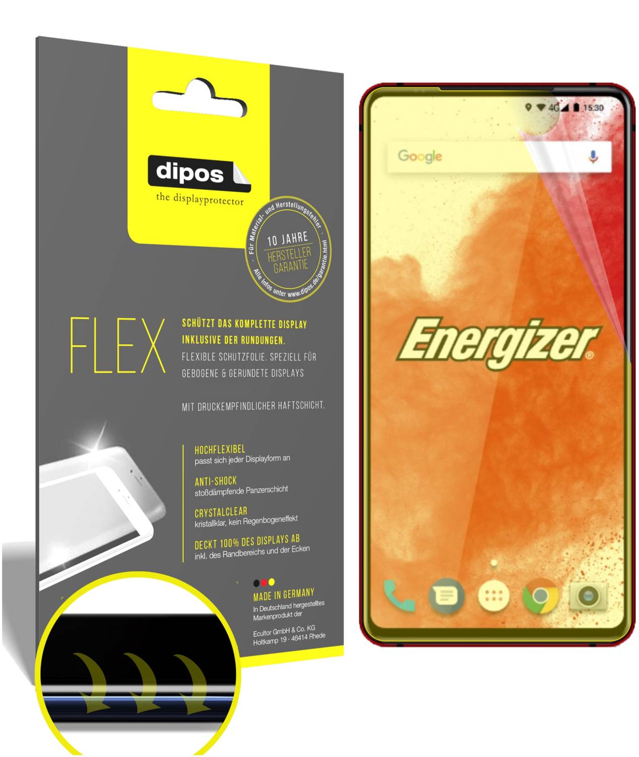 dipos I 2X Pellicola Protettiva Compatibile con Energizer Power Max P18K Pop Pellicola di Protezione Cristallo