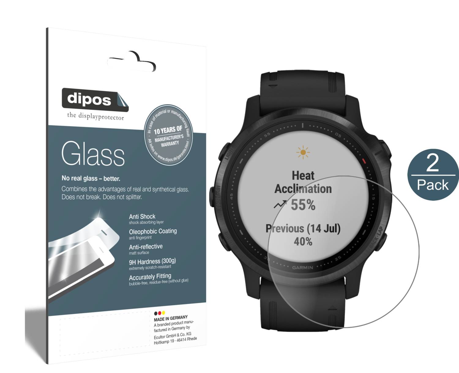 Dipos - 6x Pellicola Protettiva Compatibile Con Garmin Fenix 6 Pro Pellicola Di Protezione Cristallo 4051837432454