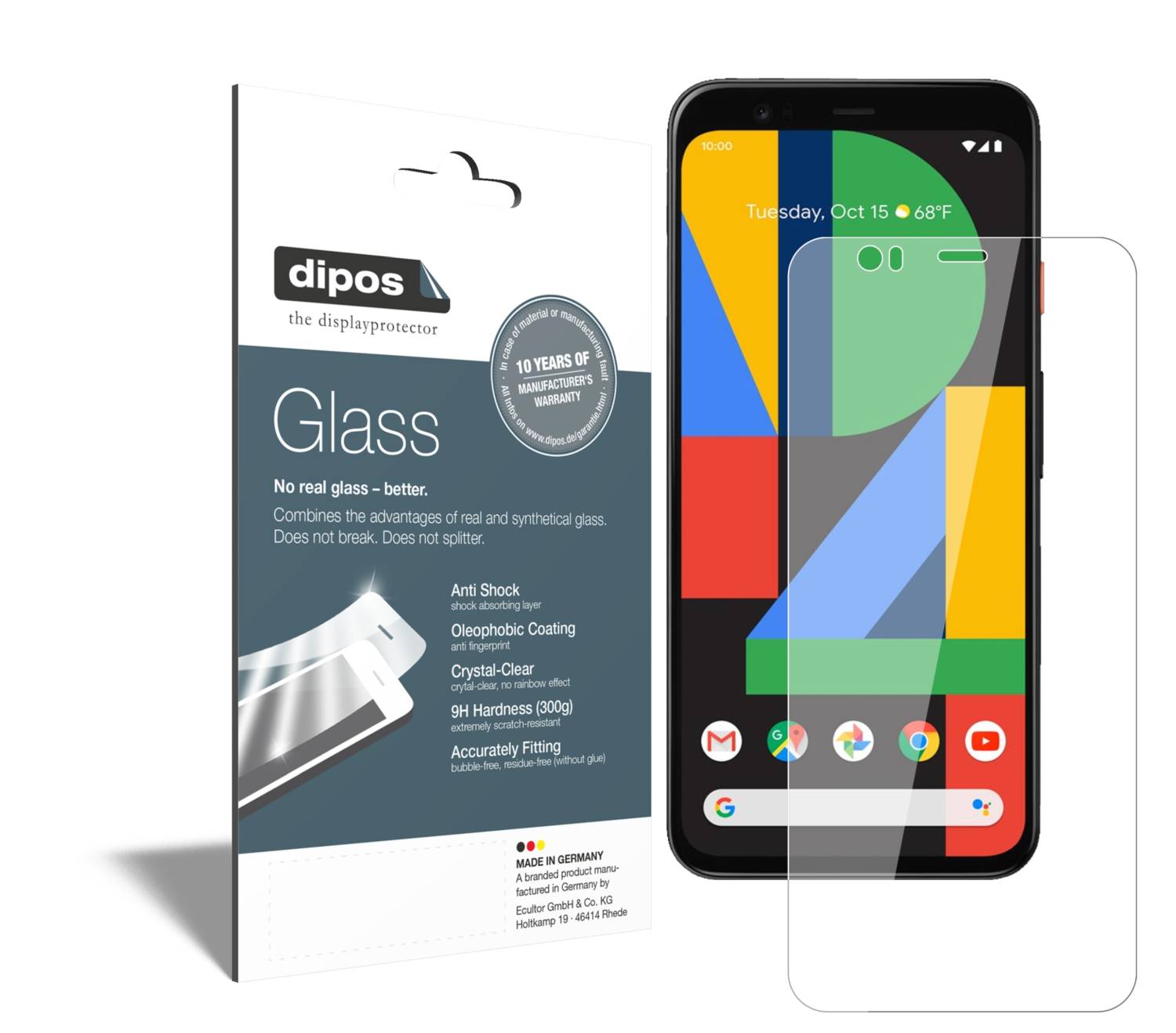 Dipos Pellicola Protettiva Per Google Pixel 3a (2 Pezzi) | Vetro Flessibile 9H Anti-Urto | Trasparente E Anti-Impronte | Made In Germany