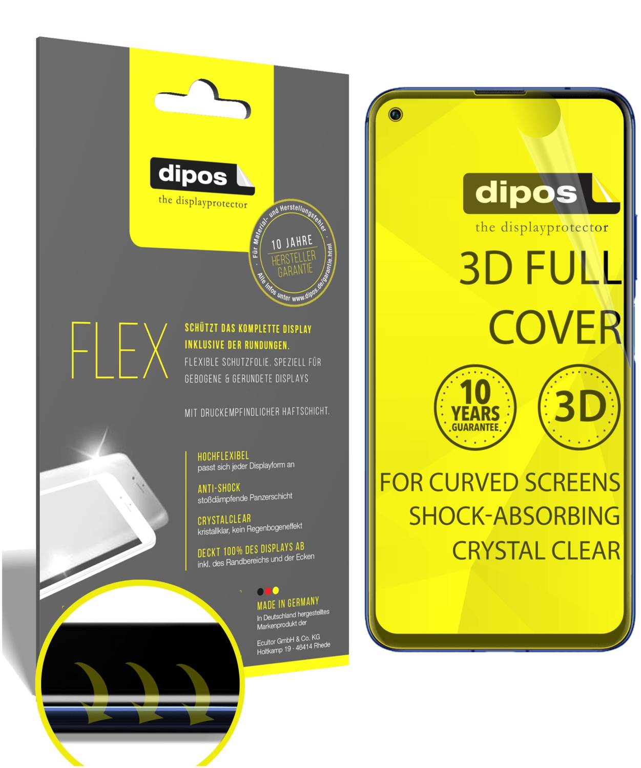 Dipos I 2 X pellicola protettiva 100% compatibile con Huawei nova 7 SE posteriore I Full Cover 3D Pellicola protettiva