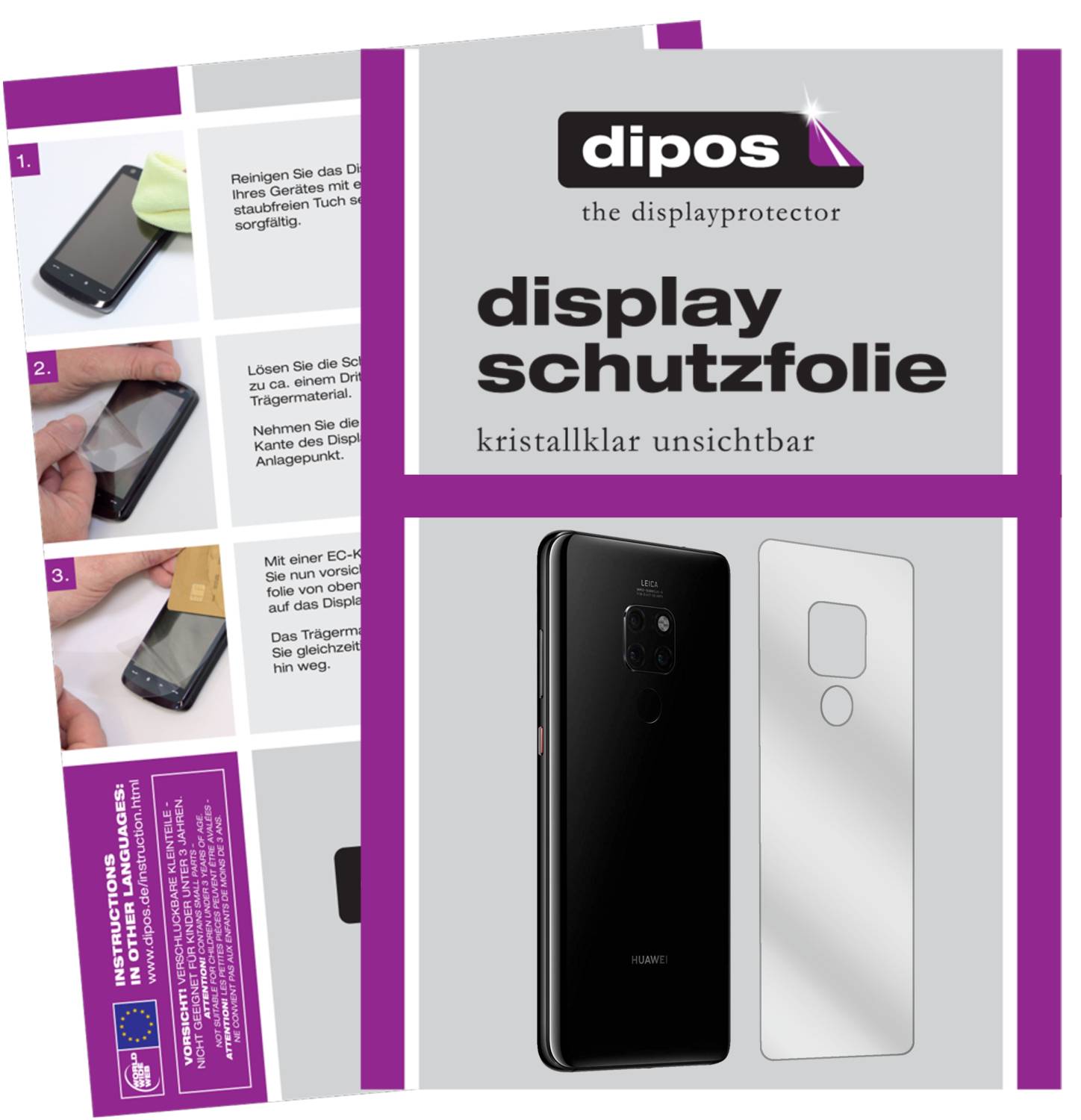 2x Pellicola per Huawei Mate 20 posteriore Protettiva Protezione Flessibile 9H