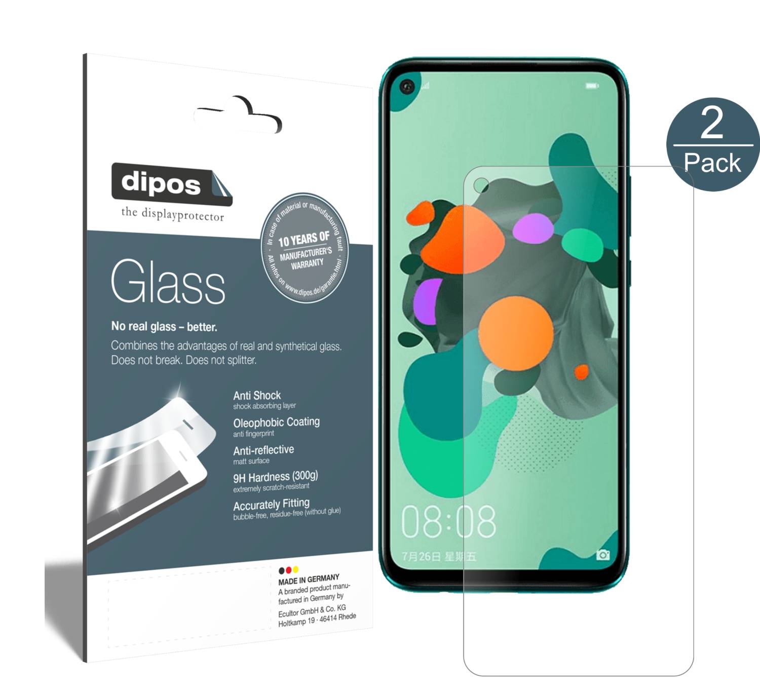 dipos I Pellicola Protettiva opaco compatibile con Huawei Y7p Protezione Vetro Flessibile 9H