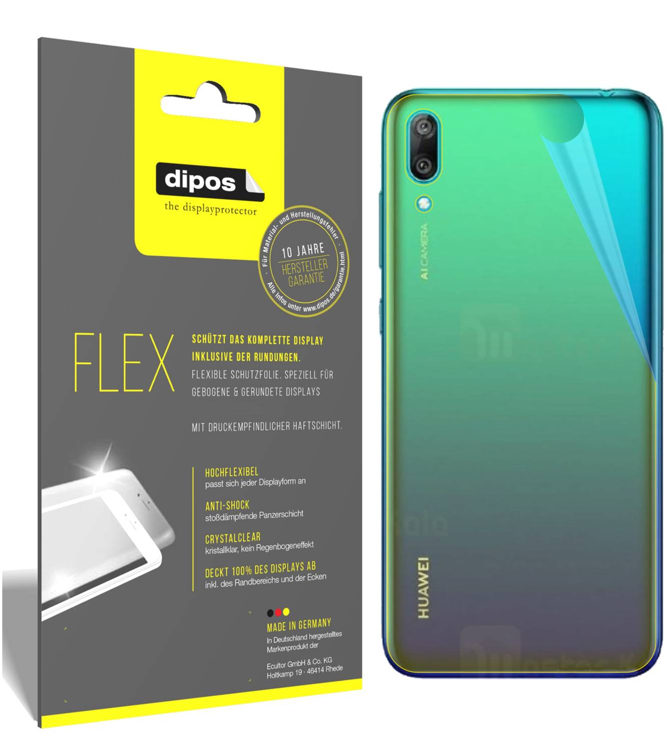 Pellicola Protettiva Posteriore Dipos FLEX Per Huawei Mate 20 - 3 Pezzi, Antiurto, Made In Germany