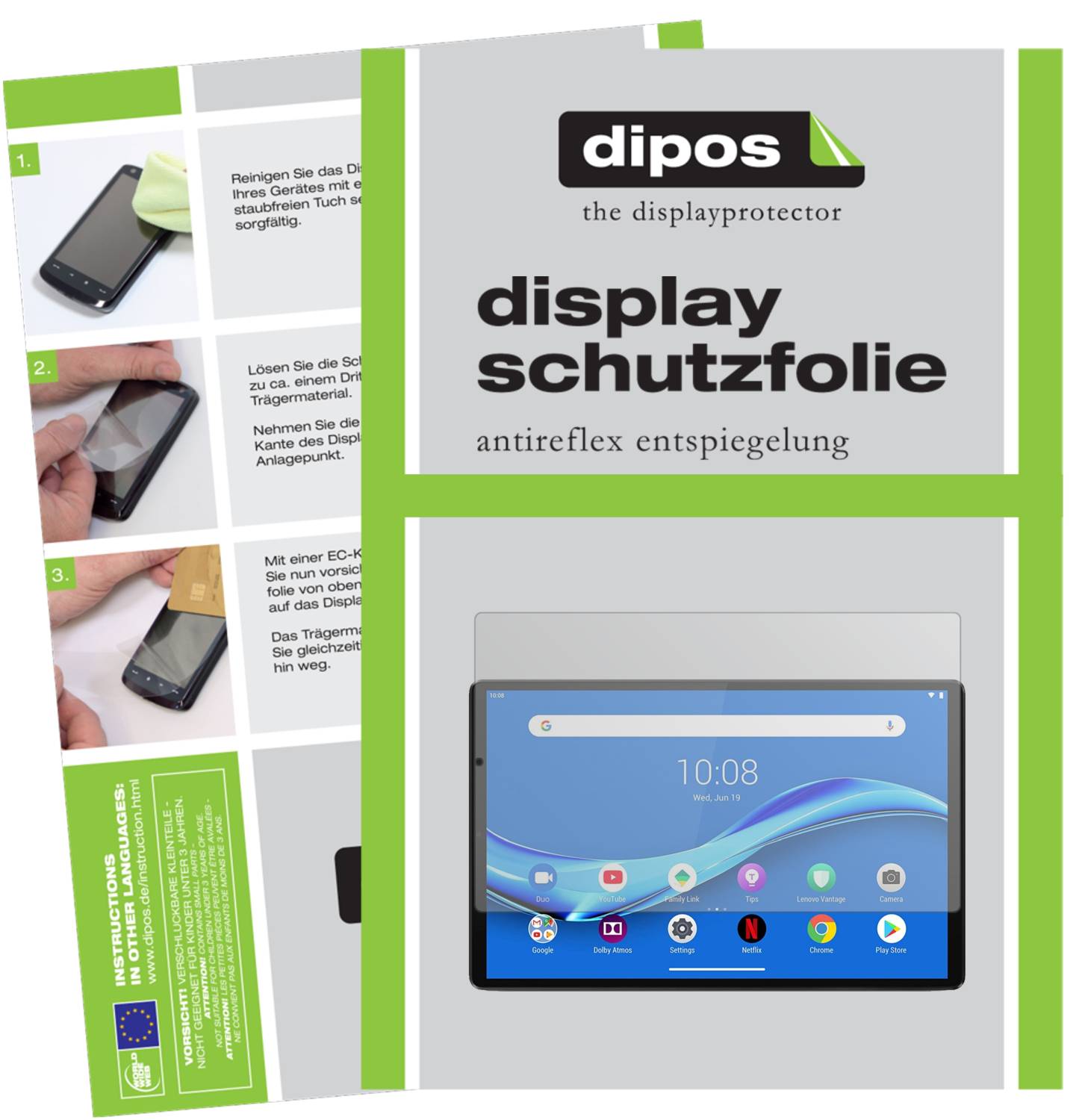Dipos Pellicola Protettiva Antiriflesso Per Lenovo Tab 2 A10-30F (2 Pezzi) - Opaca, Made In Germany - 3