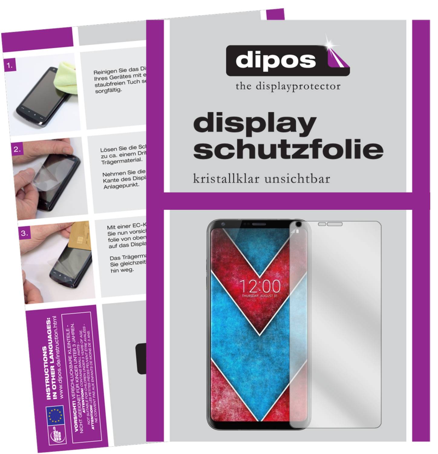 Dipos 2 Pellicole Protettive Crystalclear Per LG V30: Anti-graffio, Made In Germany