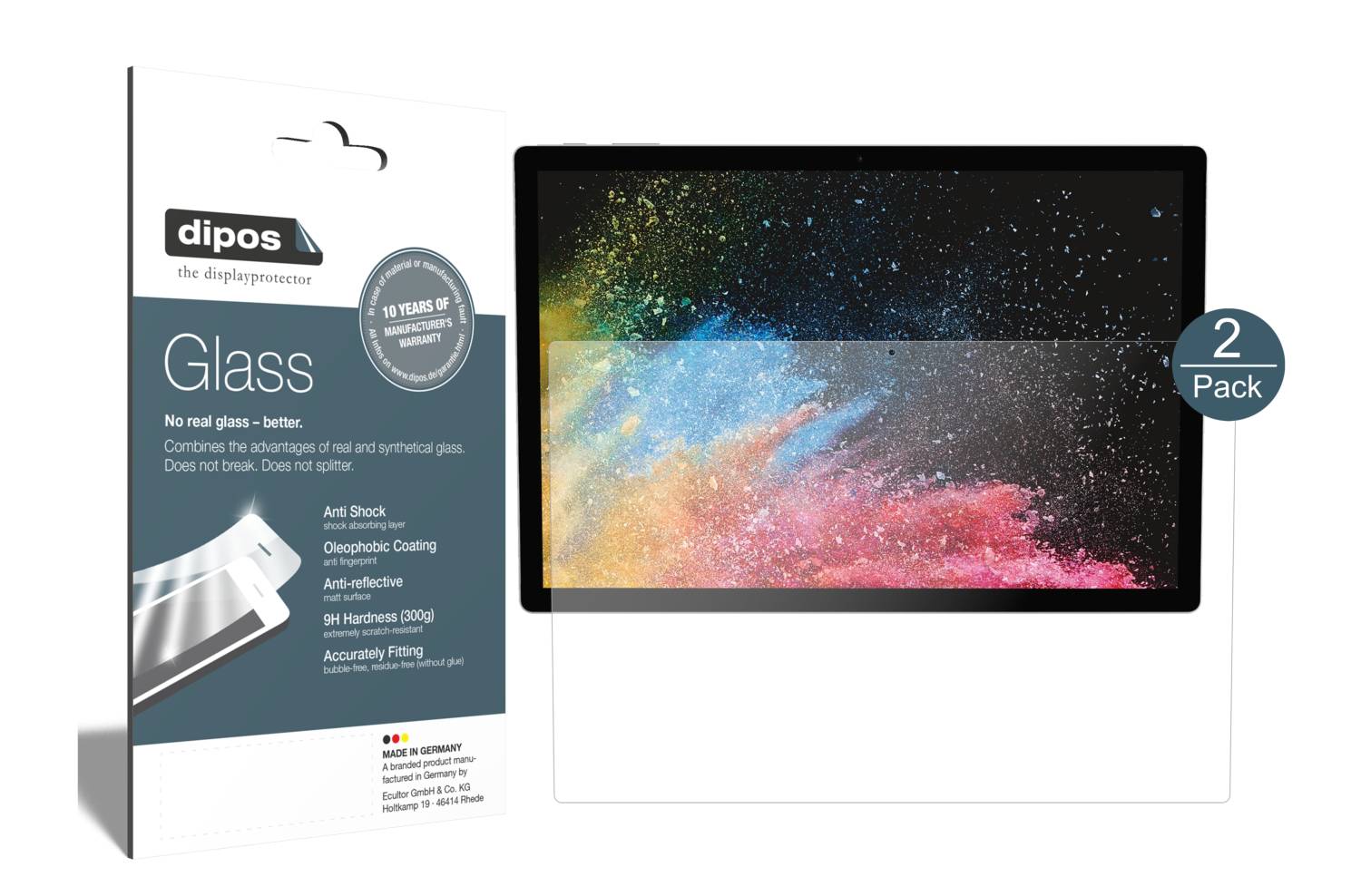 Dipos 2x Pellicola Protettiva Cristallo Per Microsoft Surface Pro – Resistente Ai Graffi (4H), Antigraffio, Trasparente, Made In Germany - 3