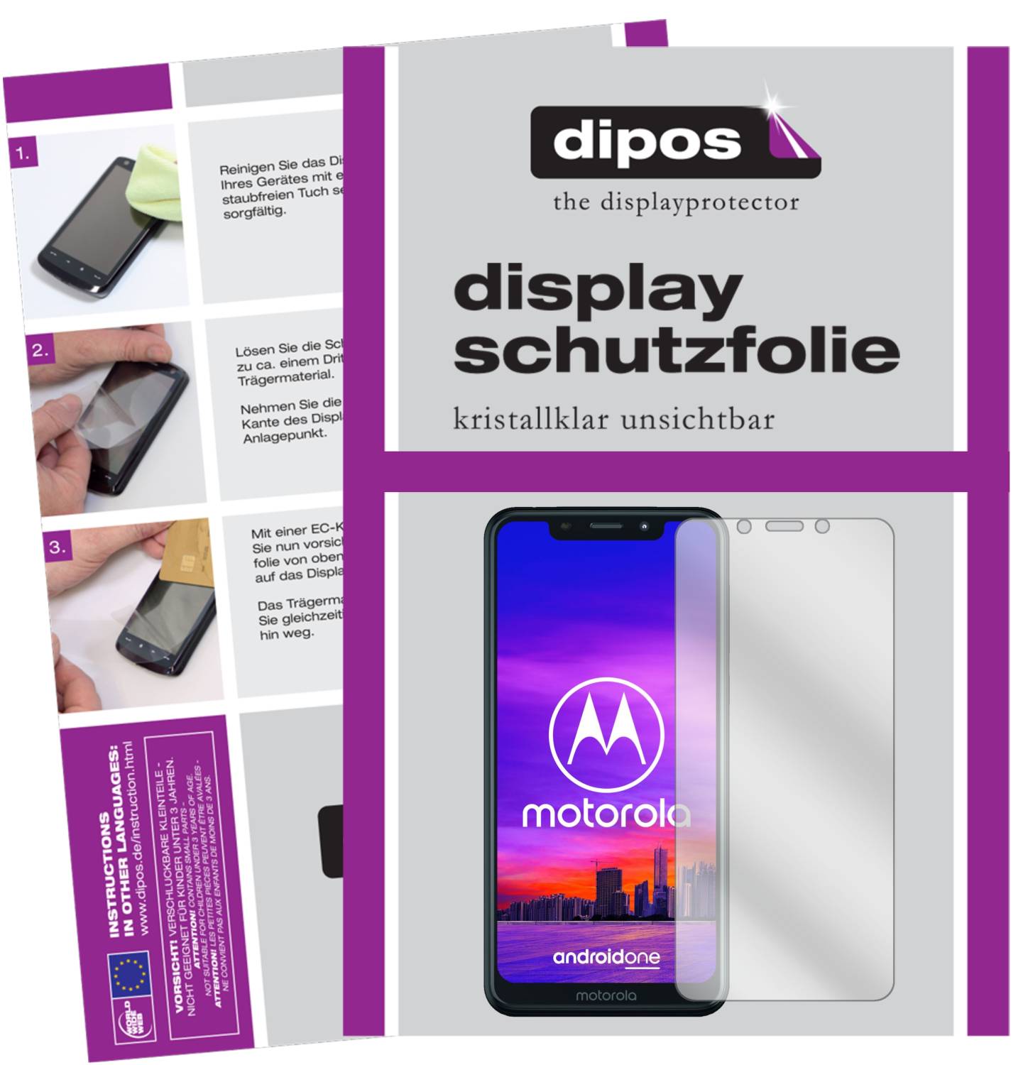 6 Pellicole Protettive Dipos Crystalclear Per Motorola One Vision - Protezione Schermo HD Taglio Laser, Anti-graffio, Applicazione Senza Bolle, Made In Germany