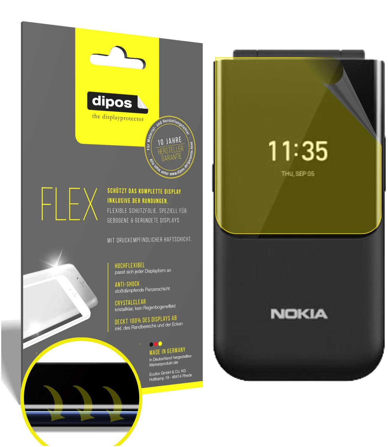Dipos 2 Pellicole Protettive Antiriflesso Per Nokia 2720 Flip – Posteriore, Opache, Anti-impronta, Made In Germany, Taglio Laser