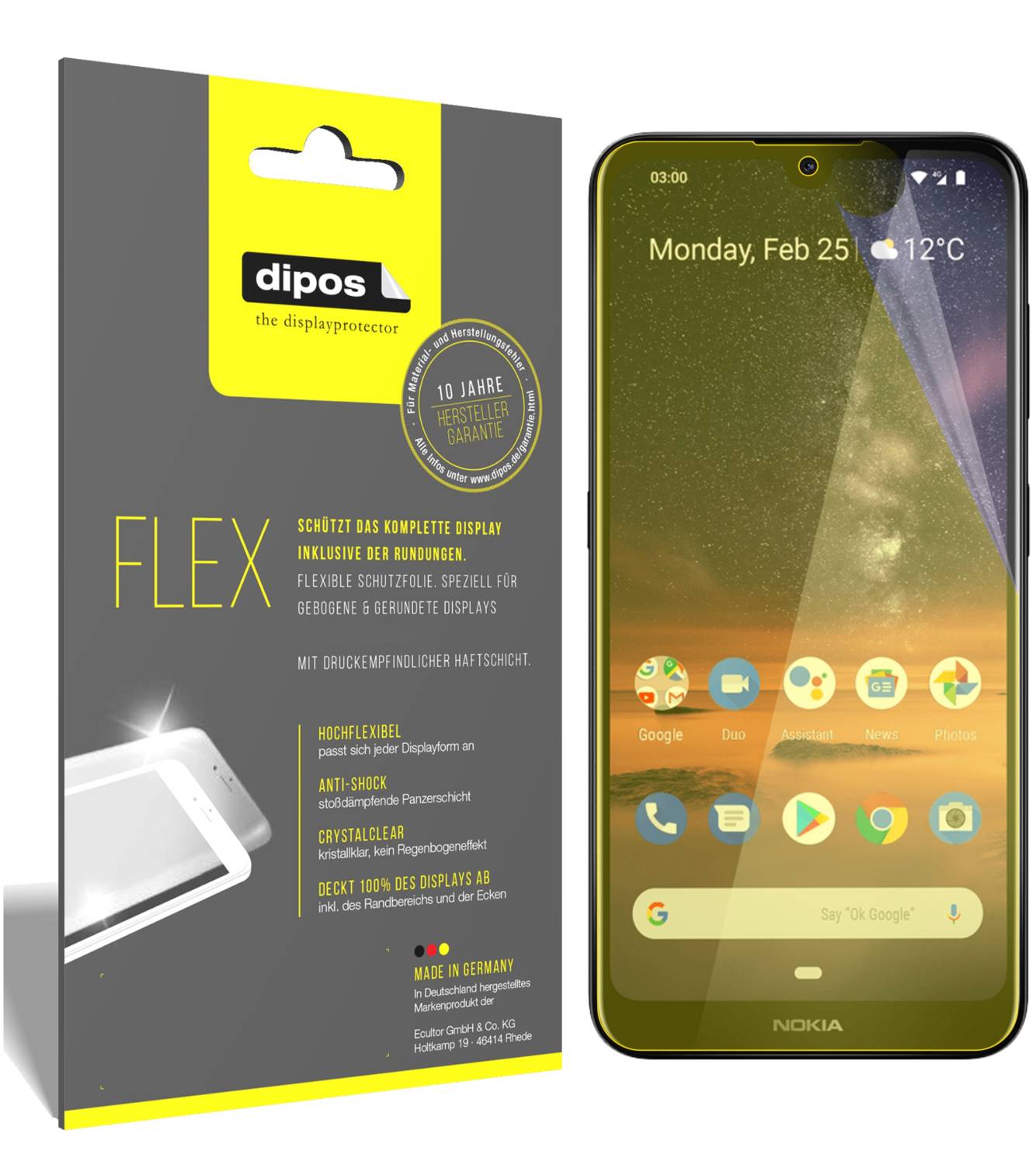 2x Pellicola per Nokia 7 Protettiva Protezione Vetro Flessibile 9H dipos