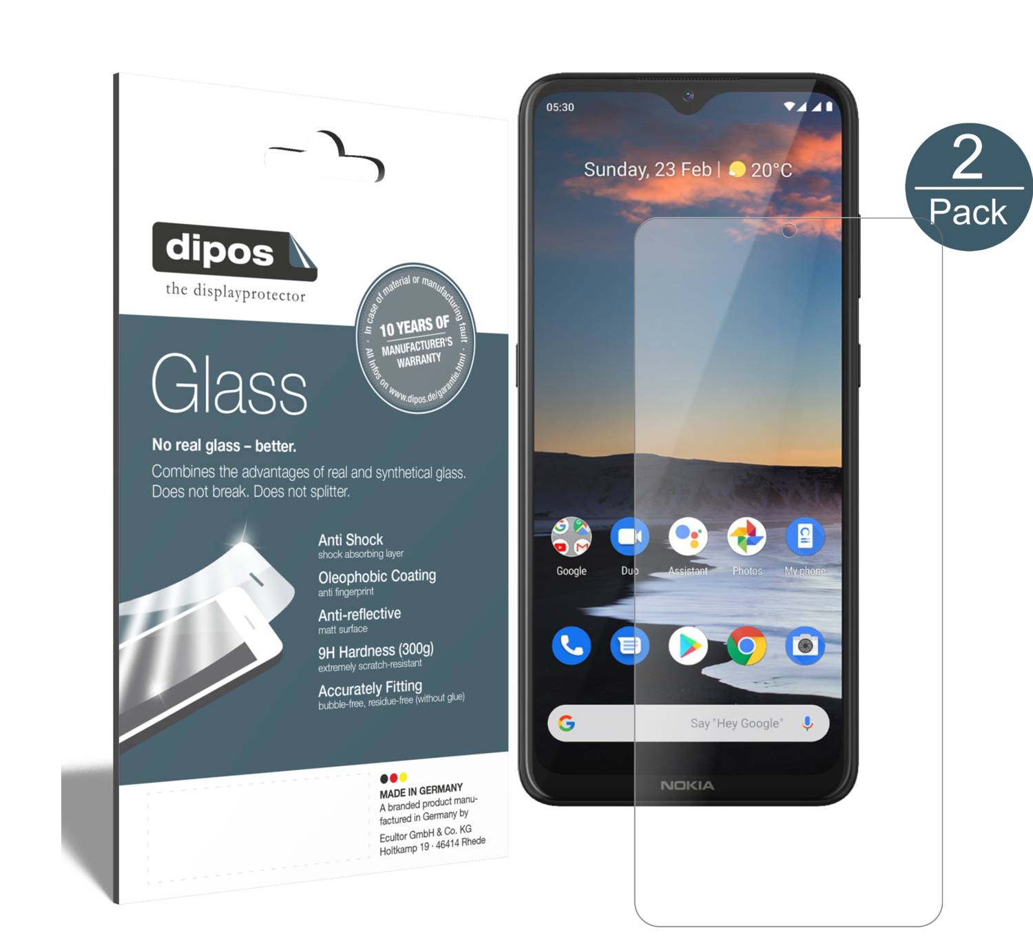Pellicola Protettiva per Nokia 1.3 Protezione opaco Vetro Flessibile 9H dipos