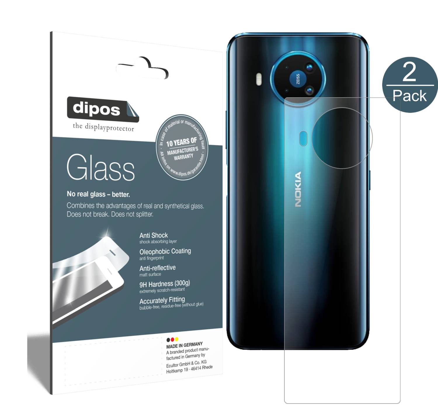 2+2x Pellicola per Nokia 8.1 Protettiva Protezione Schermo Antiriflesso dipos