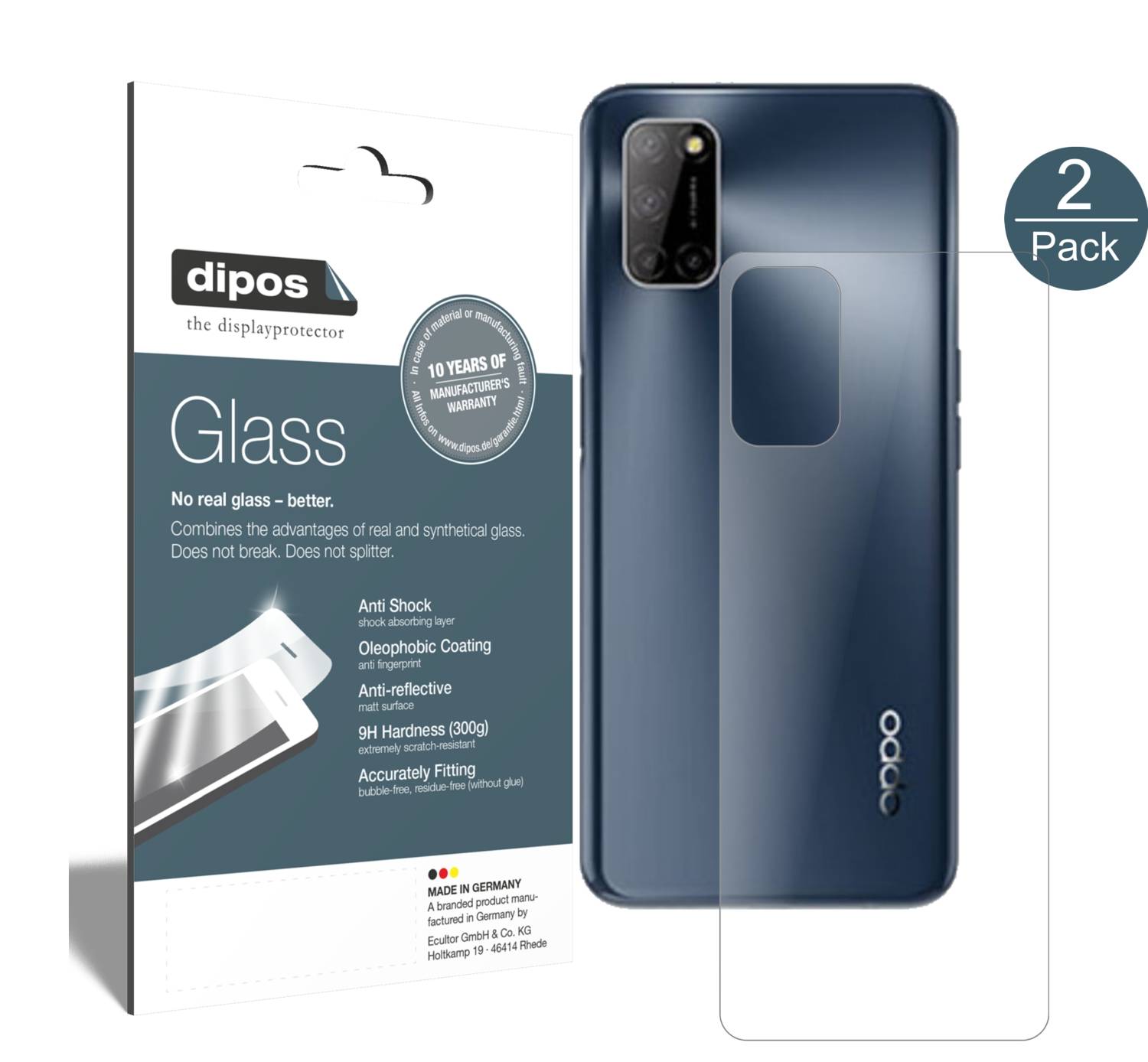 Pellicola Protettiva Posteriore Antiriflesso Dipos Per Oppo A5 (2020) – 2 Pezzi – Made In Germany – Opaca Anti-impronta - 3