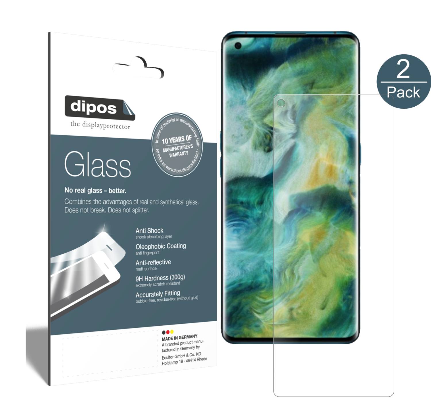 Dipos 2 Pellicole Protettive Antiriflesso (Opache) Per Oppo Find X2 Pro - Made In Germany, Anti-impronta - 4