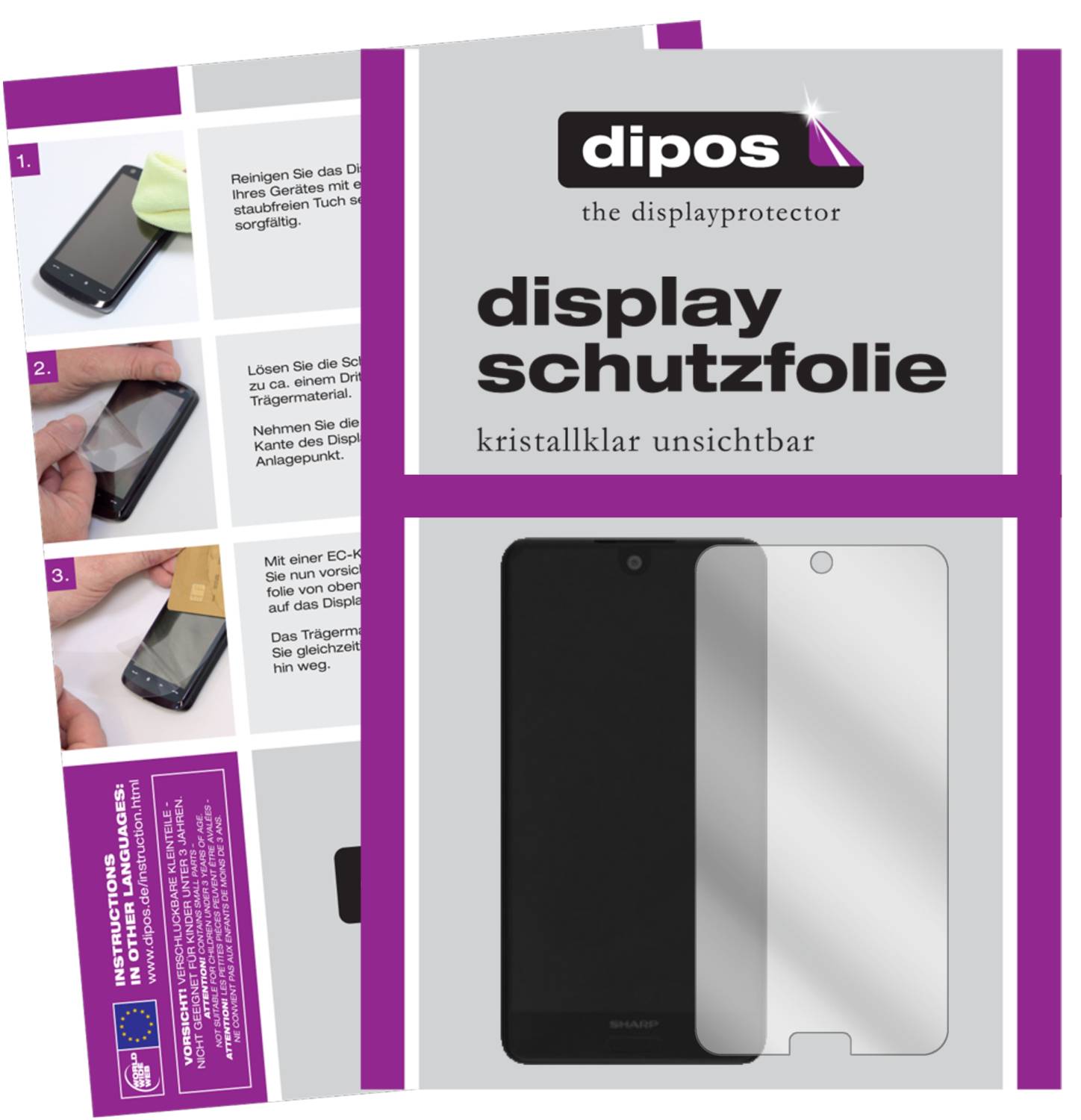 dipos I 2X Pellicola Protettiva Compatibile con Sharp Aquos