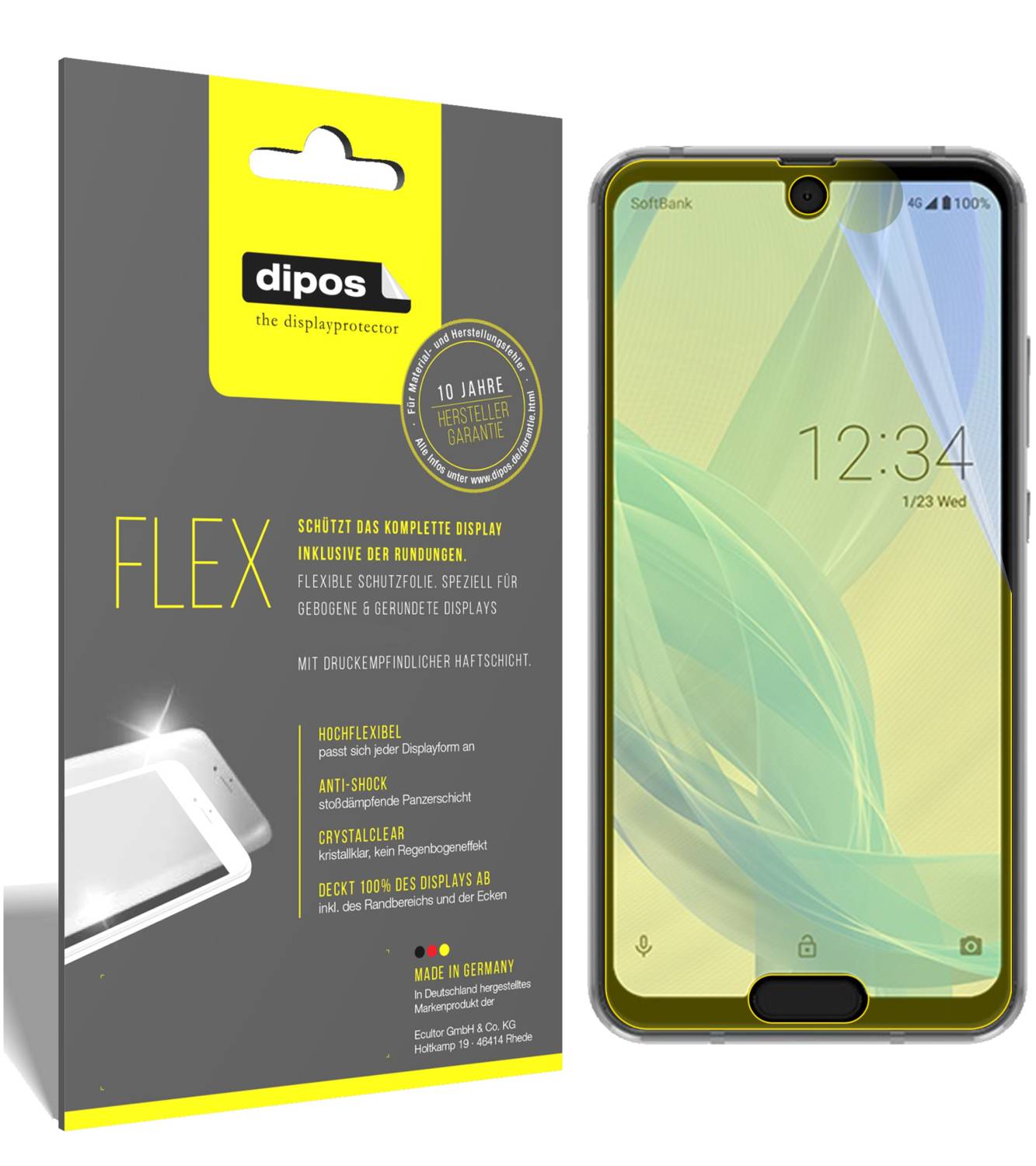Dipos FLEX 3x Pellicola Protettiva Antiurto Per Sony Xperia XZ2 Premium, Copertura Totale, Made In Germany - 3