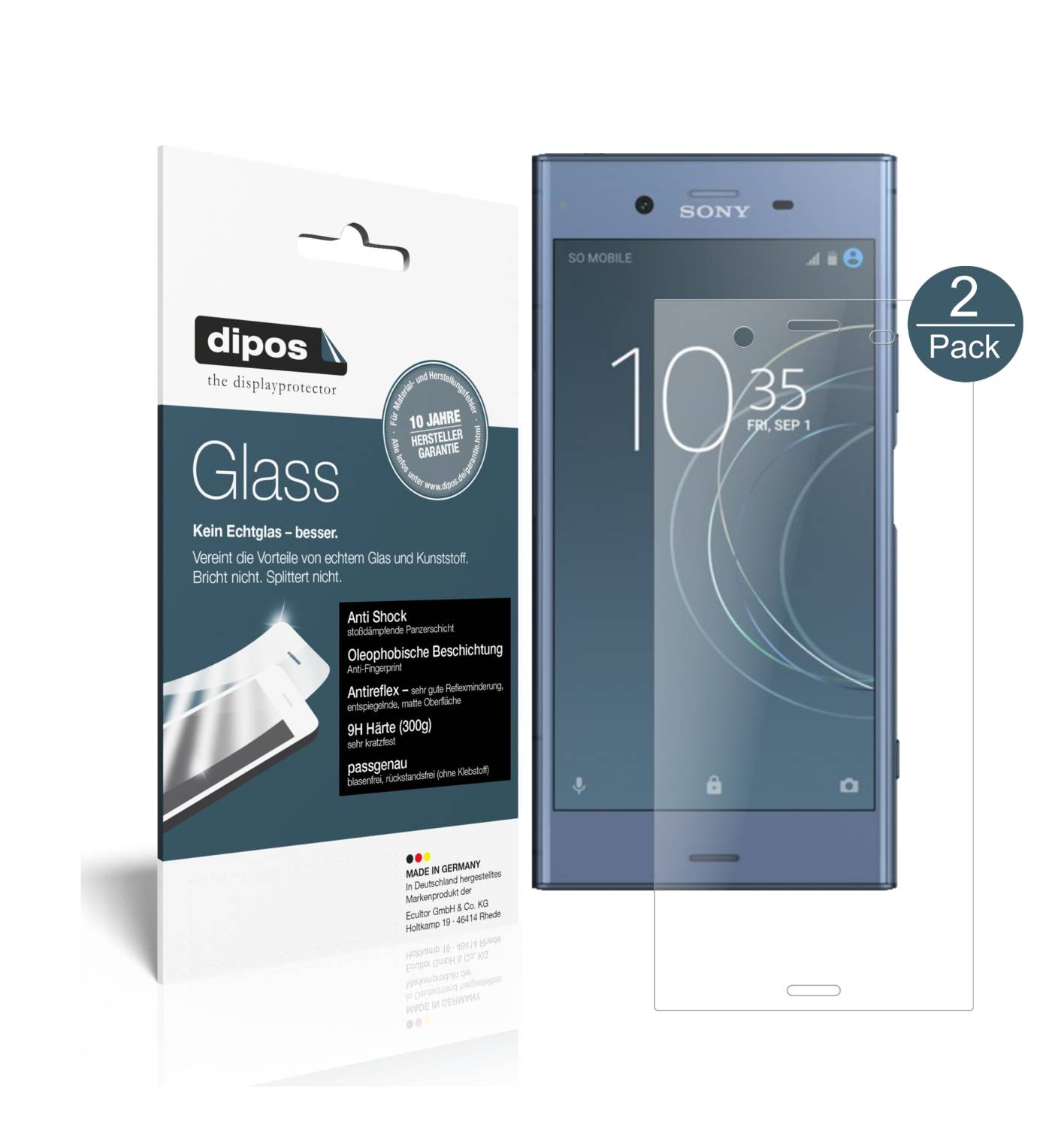 dipos I 2X Pellicola Protettiva Compatibile con Sony Xperia XZs