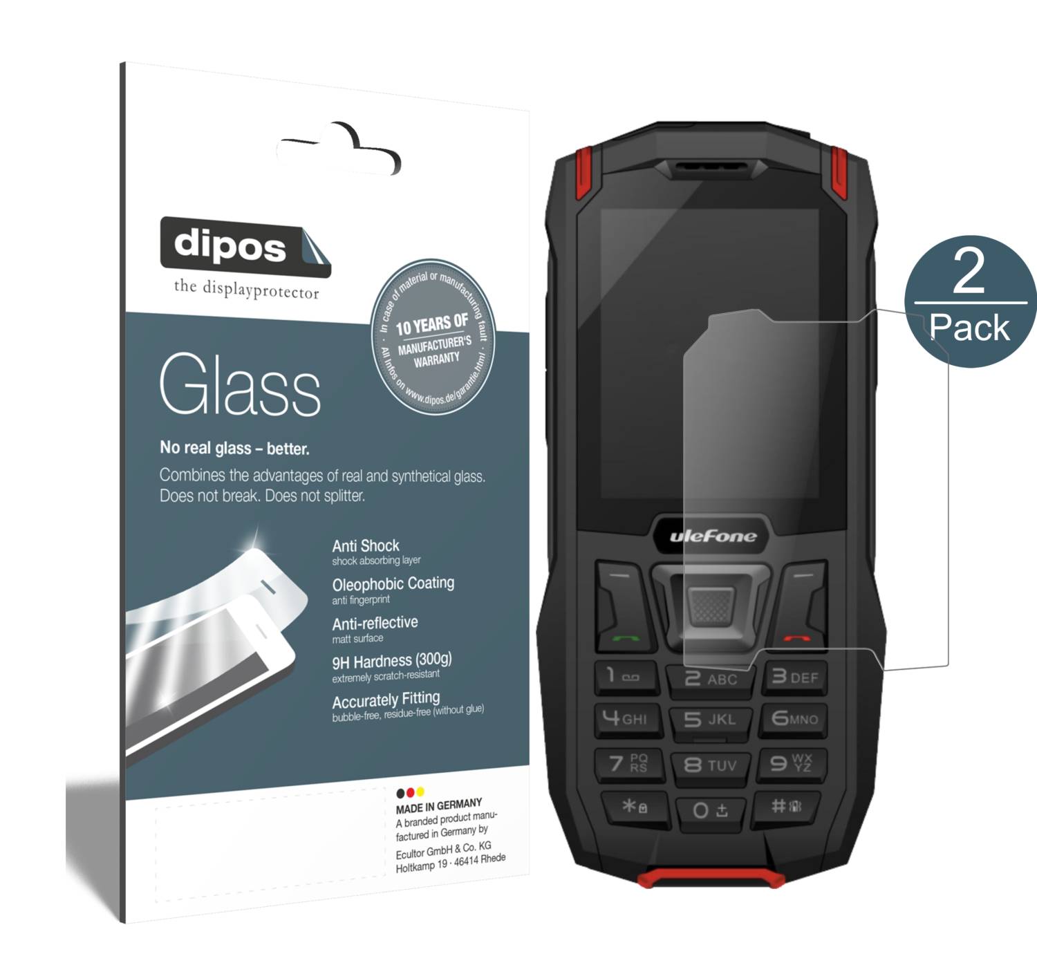Dipos 2 Pellicole Protettive Antiriflesso Per Ulefone Power 3 - Made In Germany, Opache E Anti-impronta - 5
