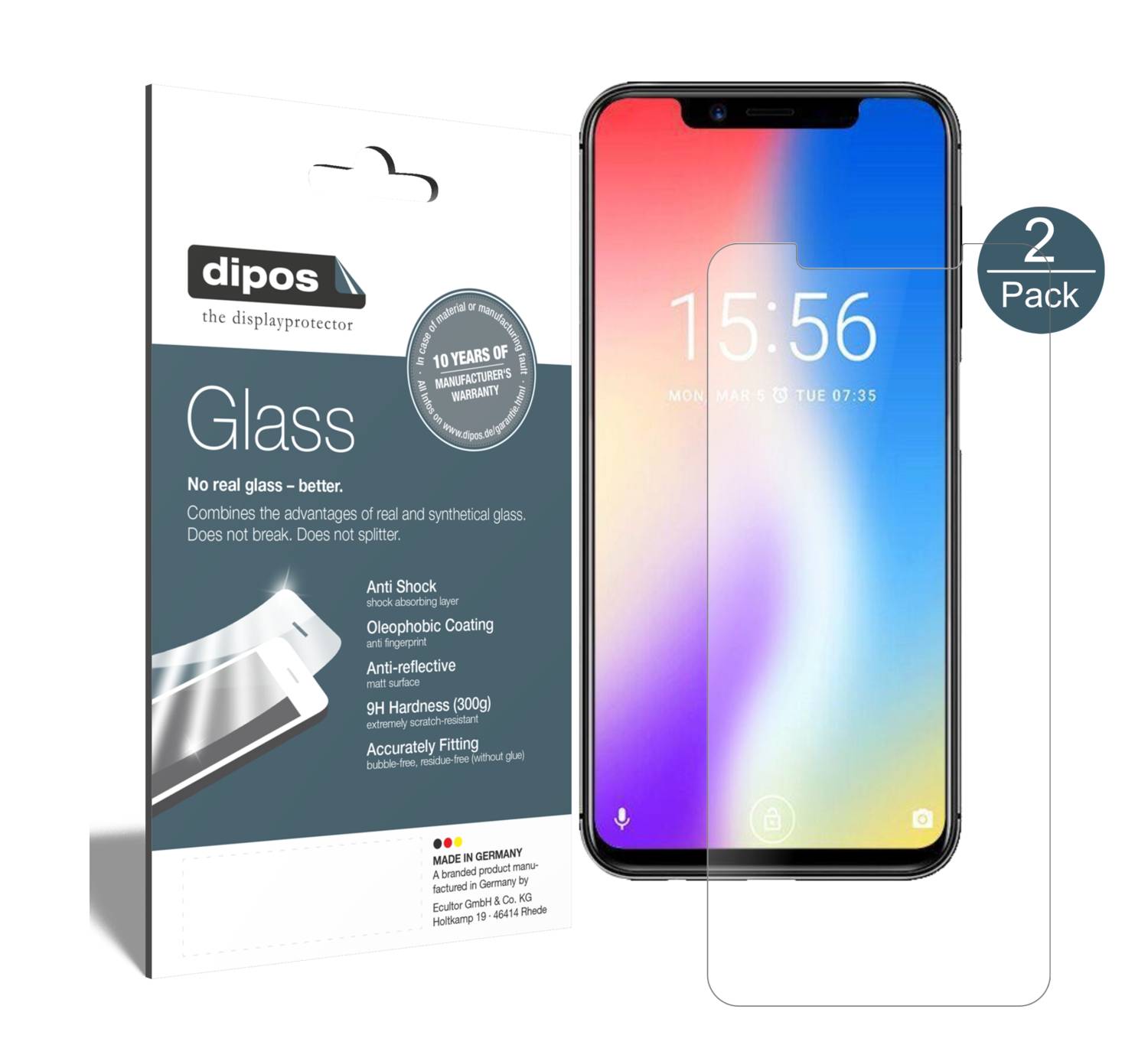 2x Screen Protector for Umidigi One Pro matte Flexible Glass 9H dipos