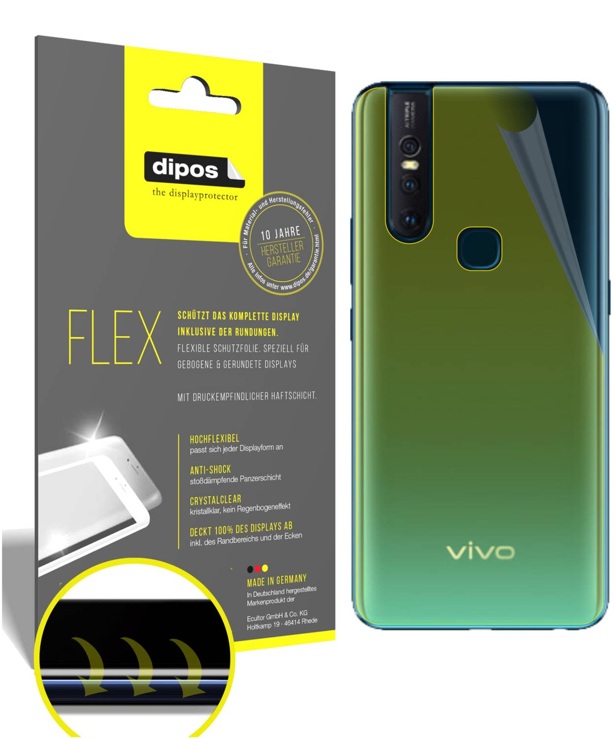 3x Pellicola per Huawei P30 posteriore protettiva, rivestimento 100% Protezione