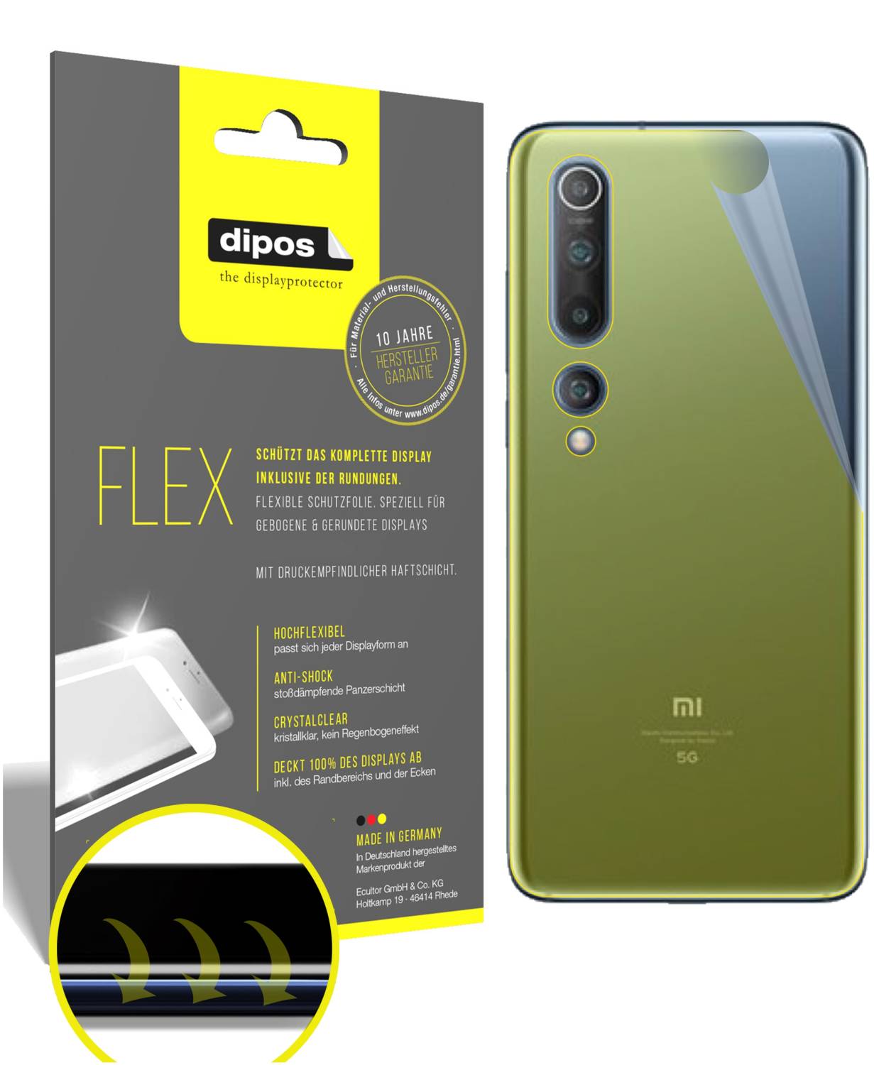 Dipos FLEX 3 Pellicole Protettive Posteriore Per Xiaomi Redmi Note 7 Pro – Copertura Totale Curva, Made In Germany - 2