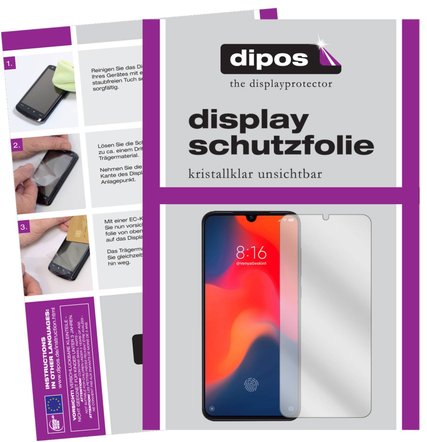 Dipos 6 Pellicole Protettive Cristallo Per Xiaomi Mi 9T Pro – Protezione Anti Graffio – Made In Germany - 4