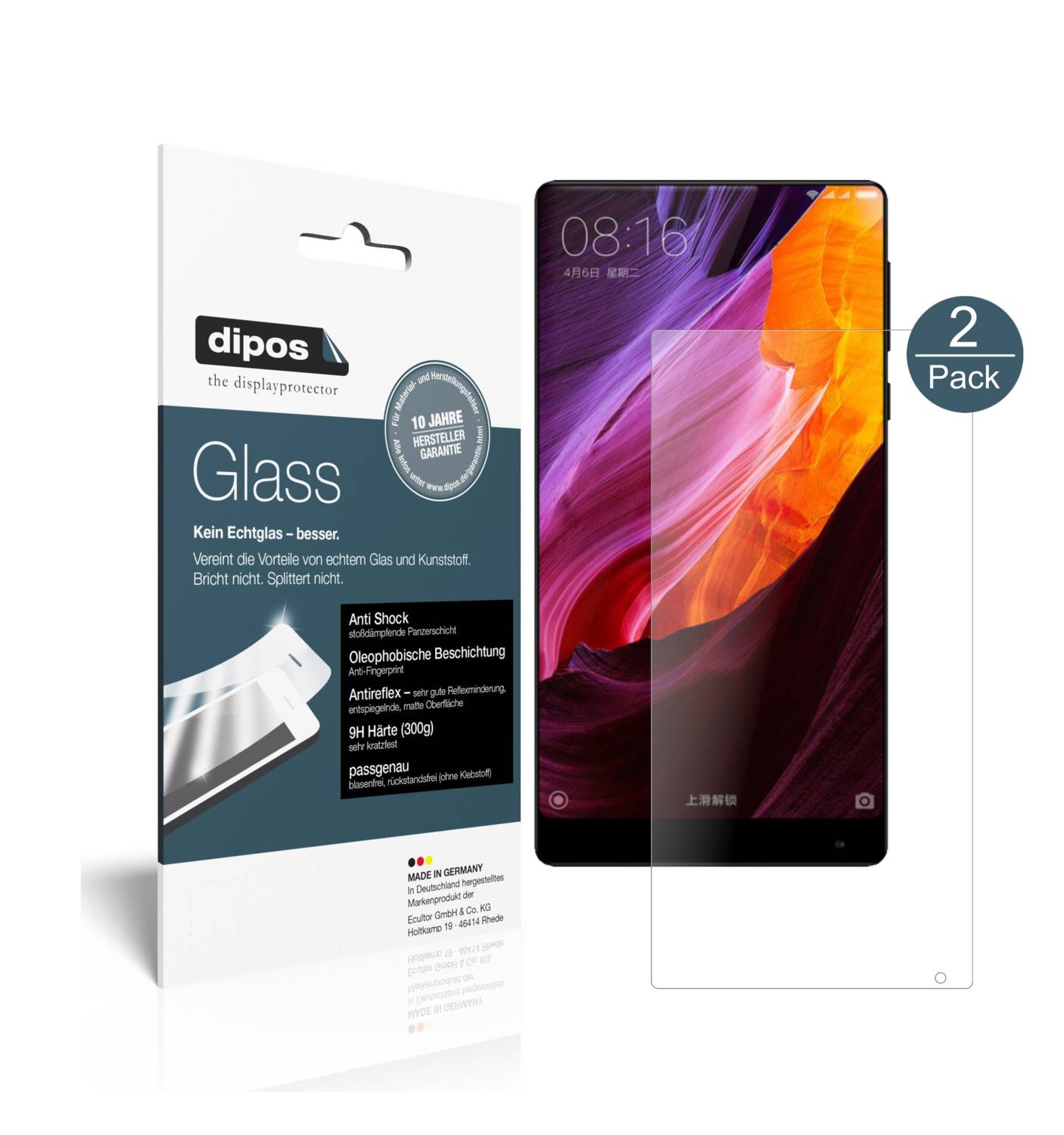 Dipos 2X Pellicola Protettiva Opaca Per Xiaomi Mi Mix 2S - Vetro Flessibile 9H Antigraffio