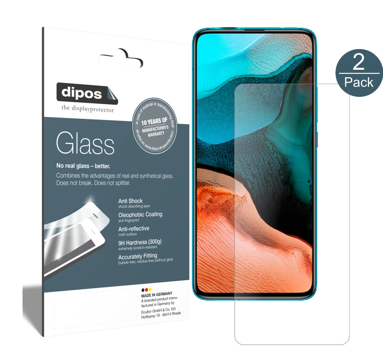 2x Protecton Pour Oppo A9 Ecrán Mat Verre Souple Flm Protecteur 9H