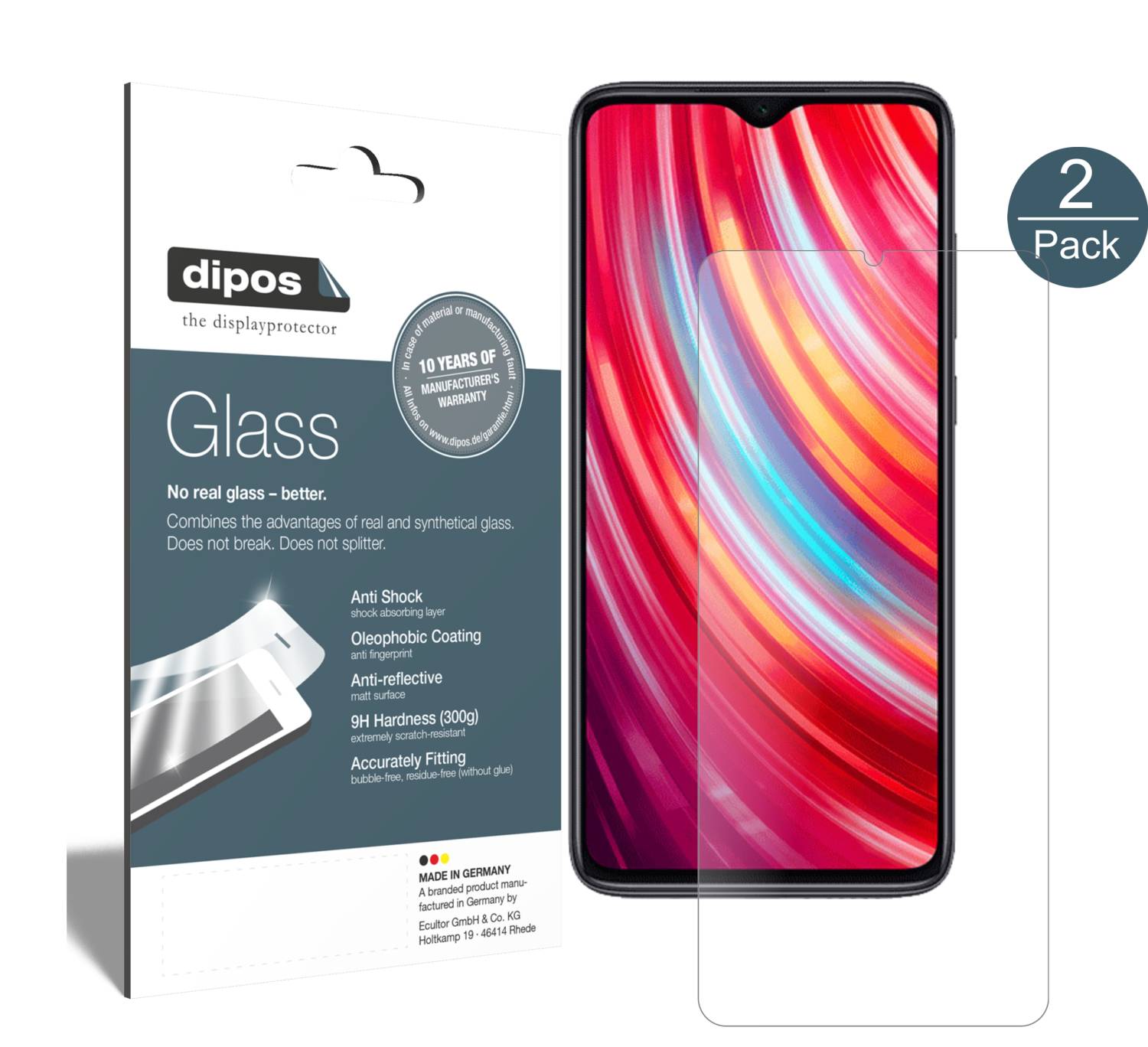 2x Xiaomi Redmi Note 8 Pro Screen Protector matte Flexible Glass 9H