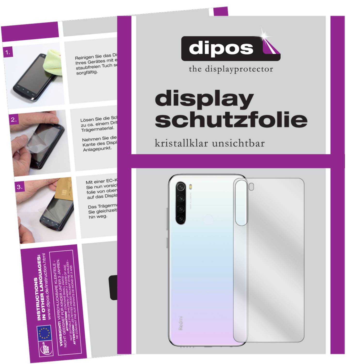 Xiaomi Note Pro 2x Schutzfolie Für Xiaomi Redmi Note 8 Pro Rückseite Matt - Anti-Shock 9H Folie 2x Displayschutzfolie Xiaomi Note 8 Pro