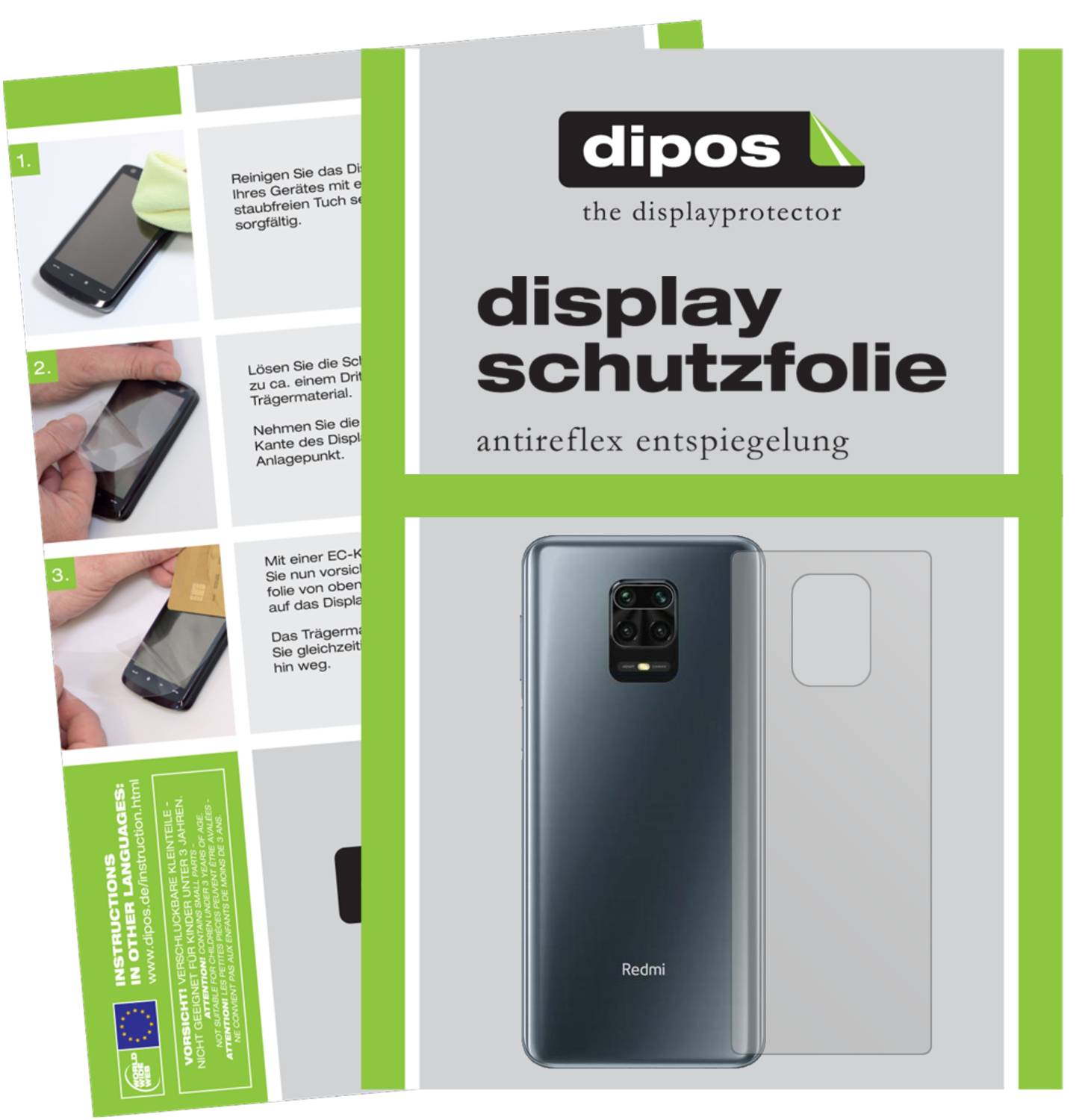 Pellicola Protettiva per Xiaomi Redmi Note 9 Pro Max posteriore Protezione Vetro