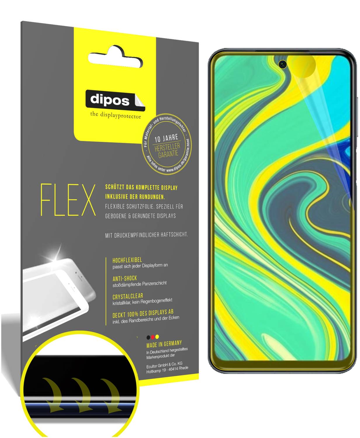 Dipos 2X Pellicola Protettiva Antiriflesso Per Xiaomi Redmi Note 9S - Taglio Laser, Made In Germany - 3