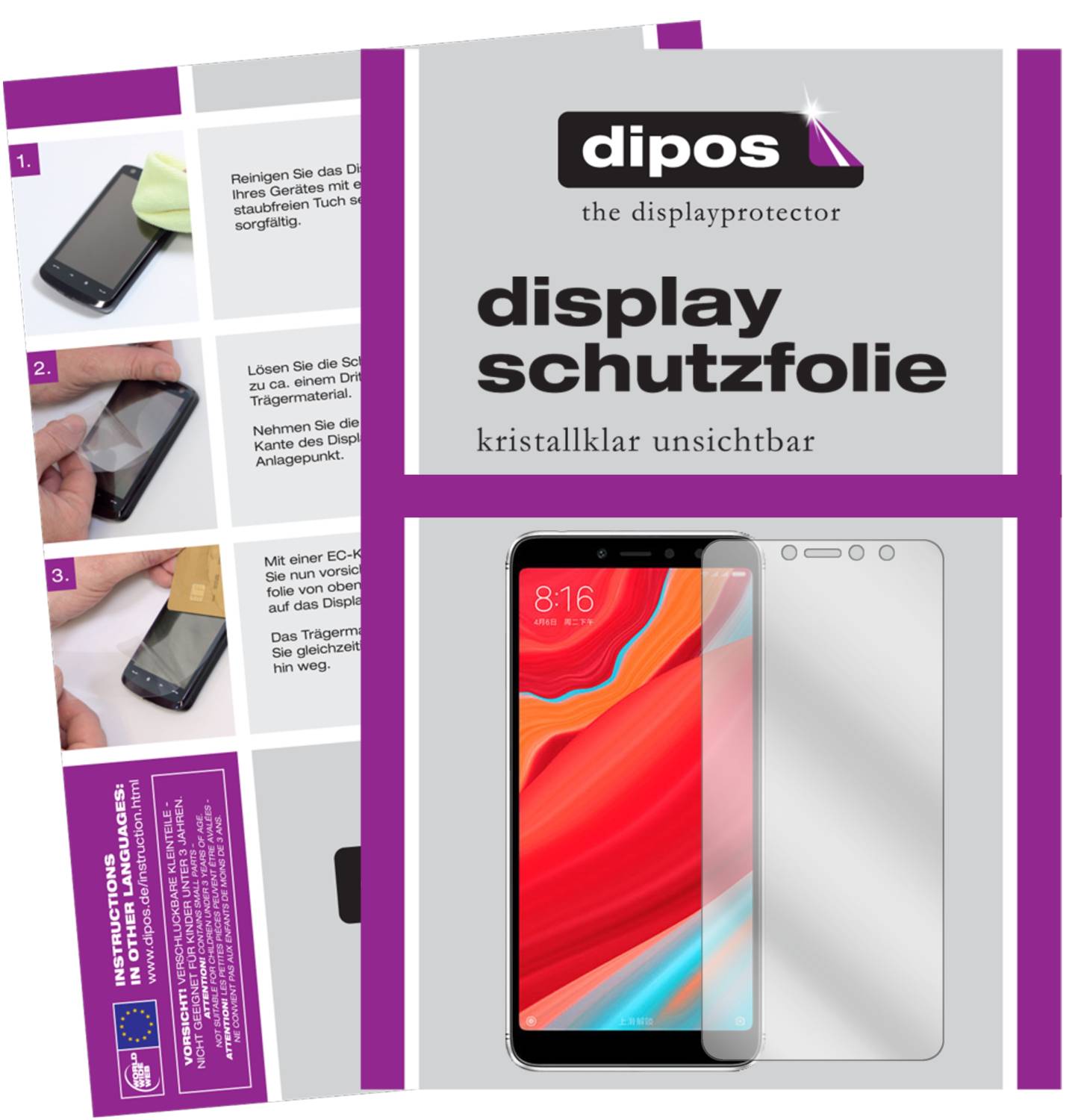 dipos I 2X Pellicola Protettiva antiriflesso Compatibile con Xiaomi Redmi Note 2 Pellicola di Protezione