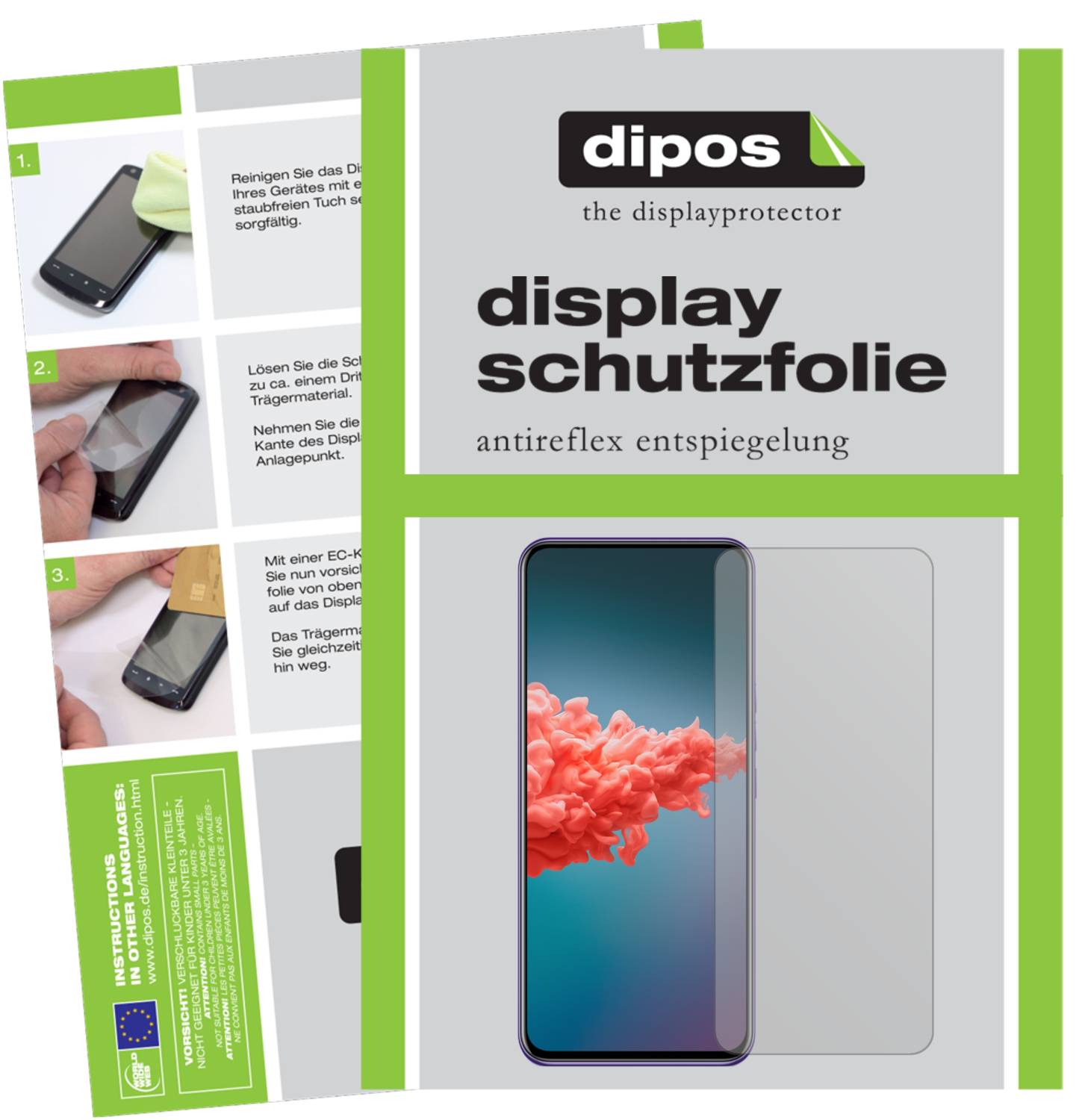 Dipos Pellicola Protettiva Antiriflesso Per Nokia 8.1 – 3x Anteriore + 3x Posteriore, Taglio Laser, Anti-impronta, Made In Germany - 5