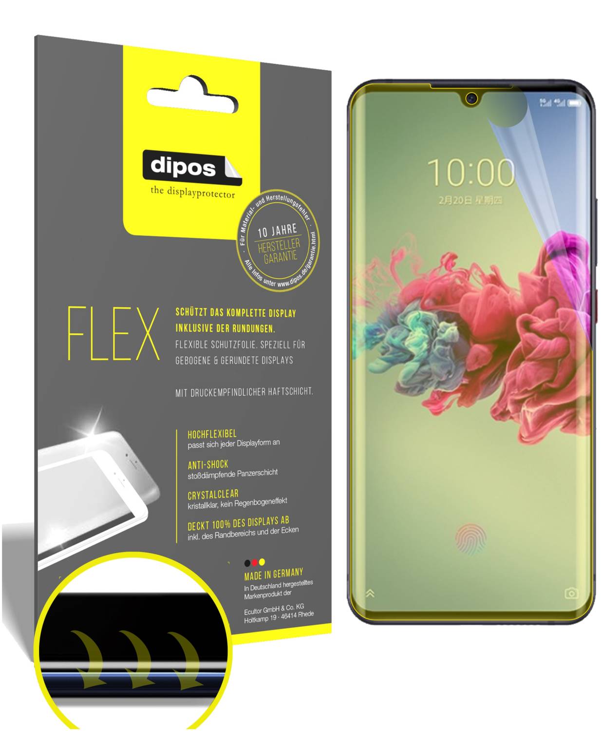 Dipos 2X Pellicola Protettiva Antiriflesso Per ZTE Axon 9 PRO – Made In Germany, Anti-impronta, Taglio Laser - 3