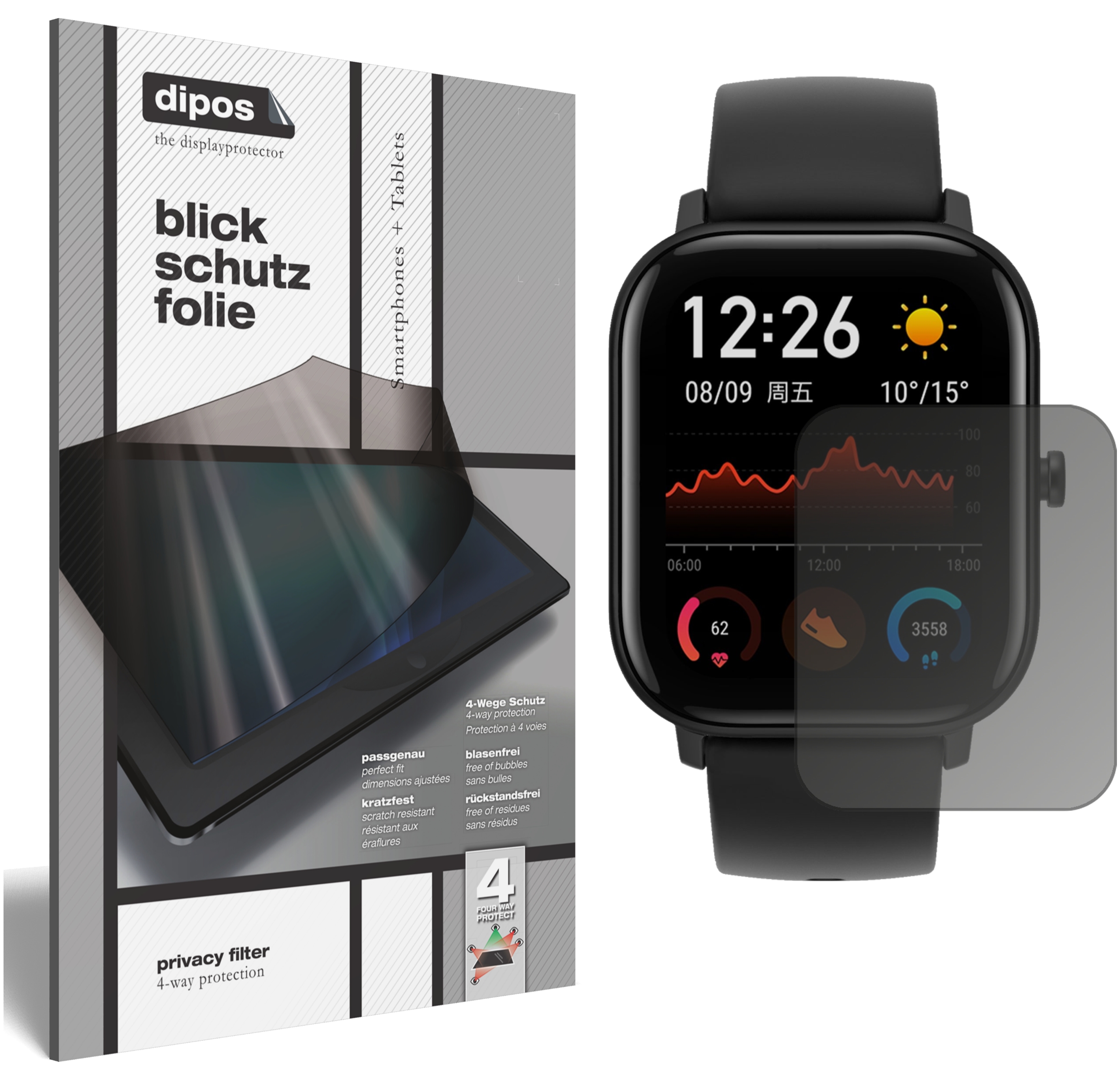 Dipos Pellicola Protettiva Antiriflesso Per Huami Amazfit GTS - Opaca, Anti-impronta, Taglio Laser - Made In Germany