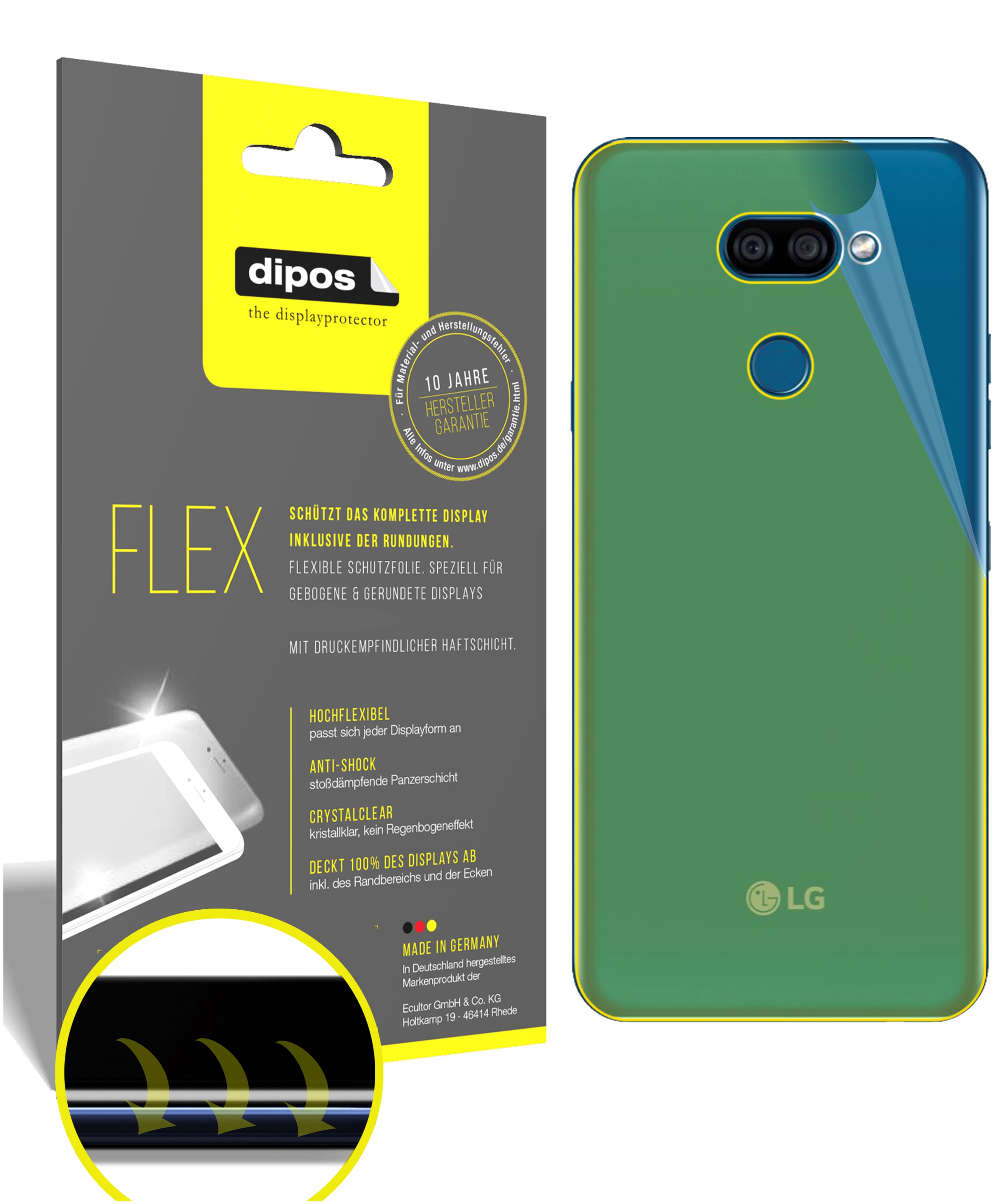 2x Pellicola Protettiva per LG K40s posteriore rivestimento al 100% Protezione