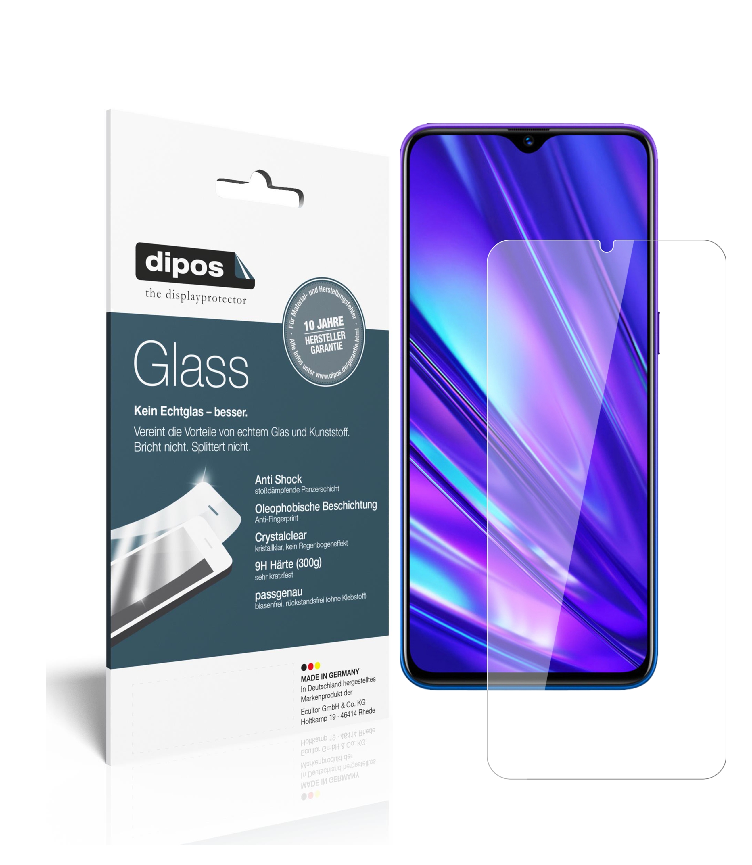 dipos I 2X Pellicola Protettiva Compatibile con Oppo Realme XT