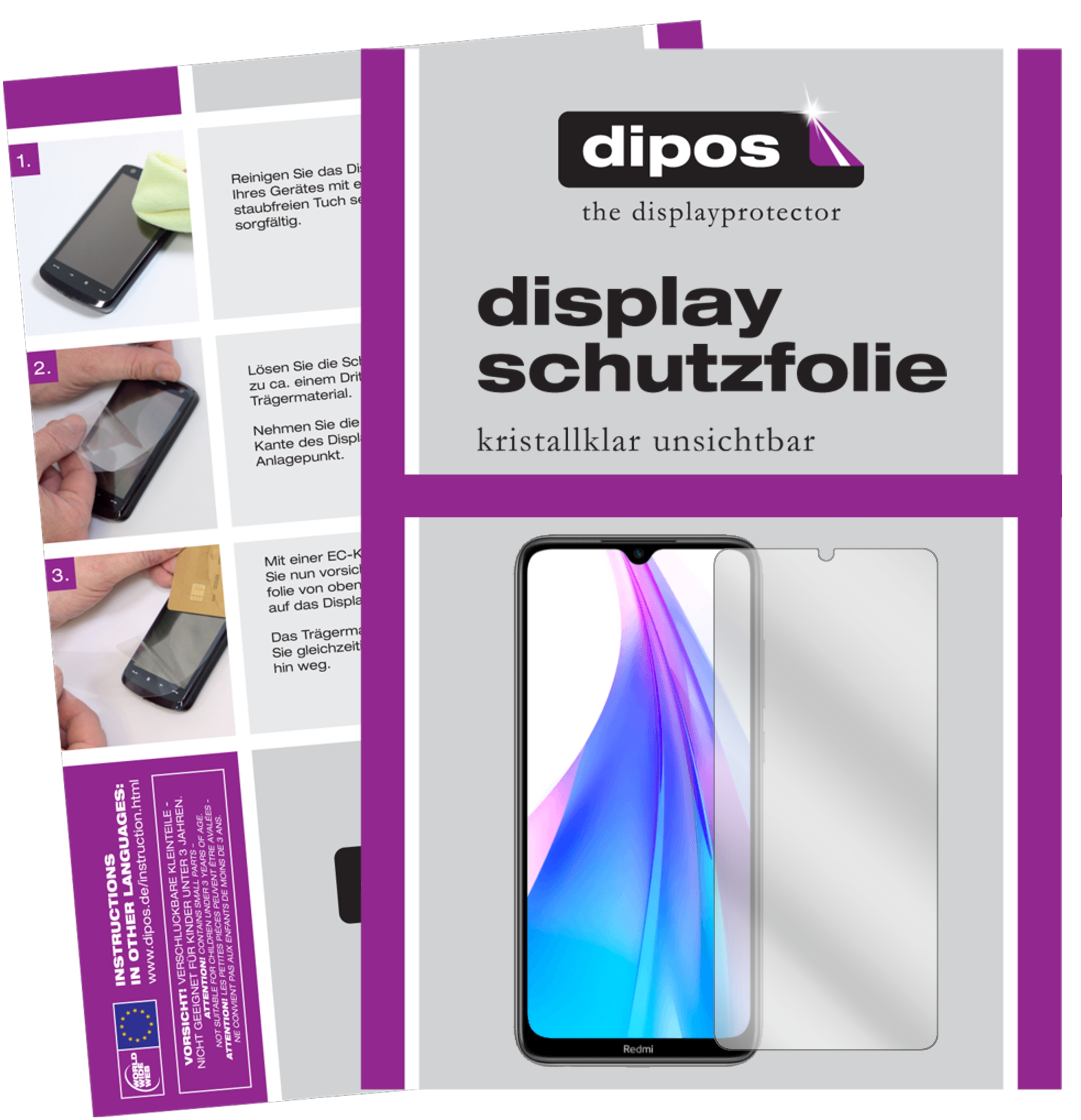 6x Pellicola per Xiaomi Redmi Note 8 Protettiva Protezione